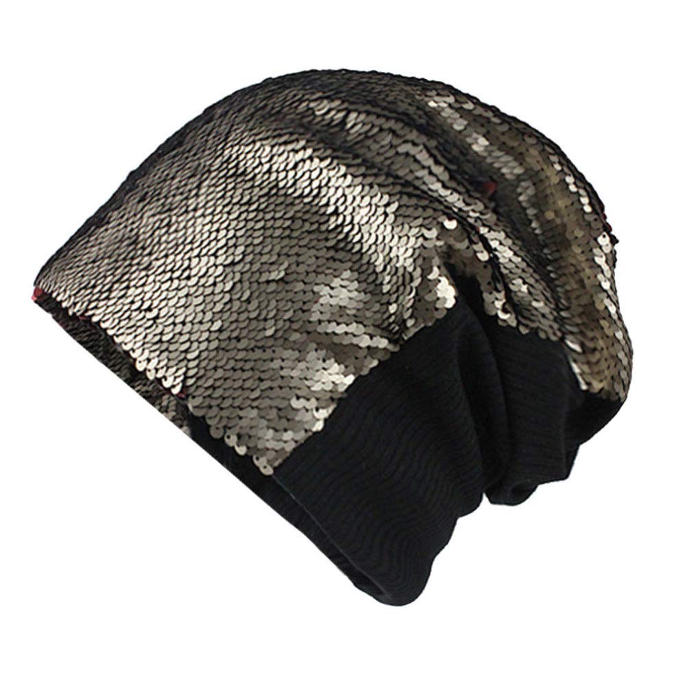 ASO-SLING Women's Winter Sequined Knit Hat - Chunky Slouchy Beanie & Skull Cap - Soft Warm Ski Hat for Cold Weather - Perfect for Skiing, Snowboarding, and Everyday Winter Fashion