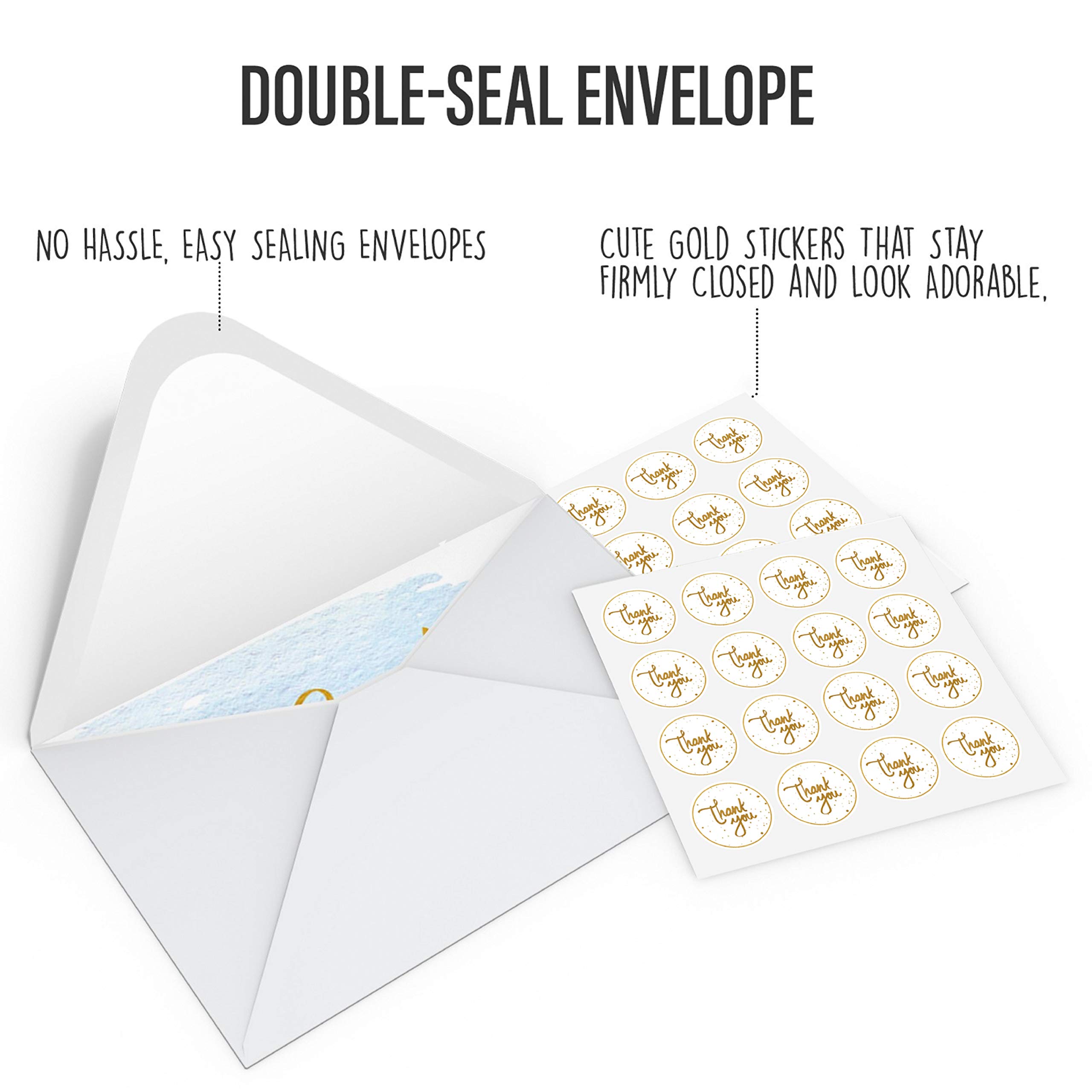 Premium Gold & Watercolor Thank You Cards - Bulk Set of 48 Blank Cards with Envelopes | Perfect for Baby Showers, Weddings & Bridal Showers | Elegant Stationery for Special Occasions & Appreciation Notes