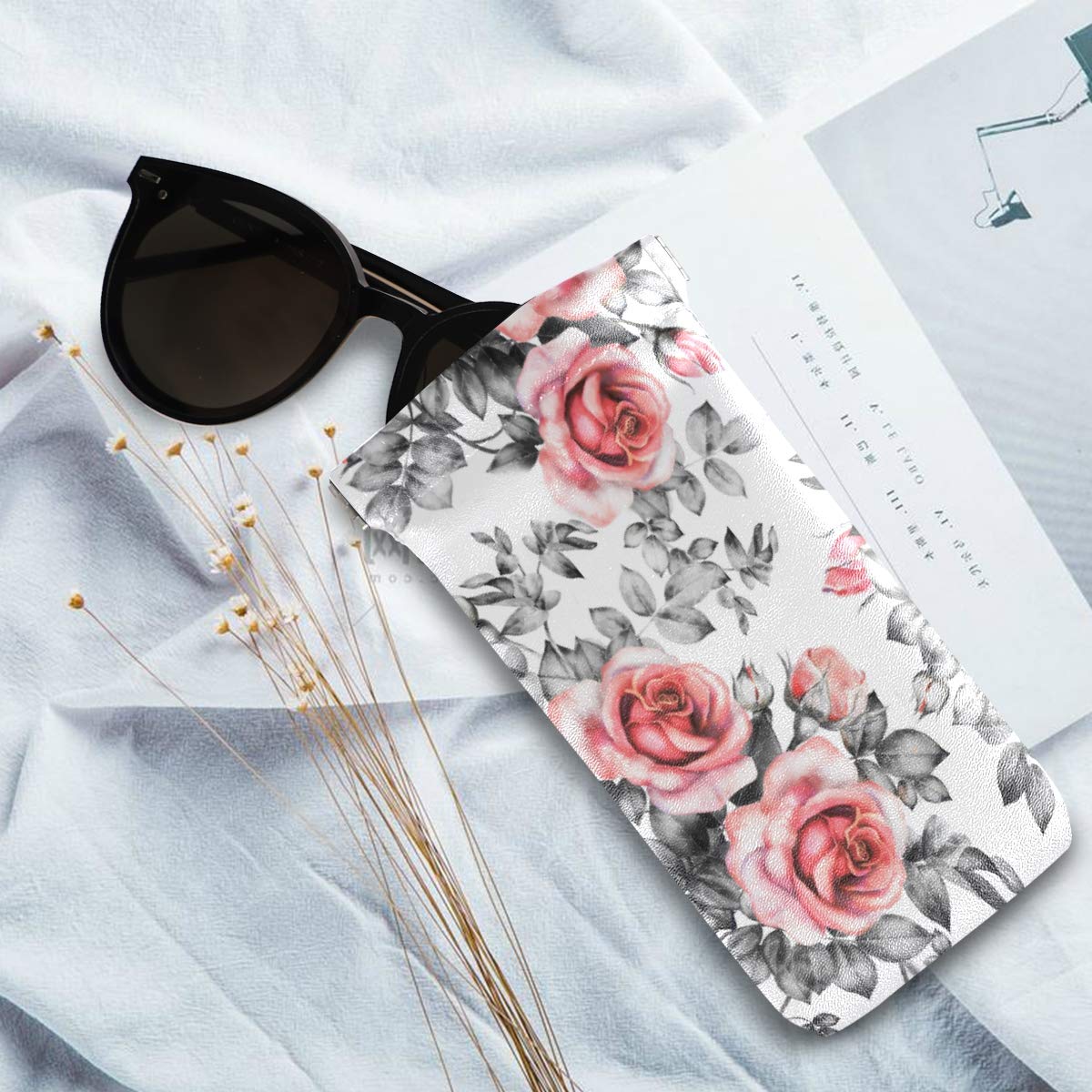 Premium Microfiber Leather Sunglasses Case with Squeeze Top Closure - Stylish Portable Eyewear Pouch for Women - Perfect for Travel, Beach & Everyday Protection