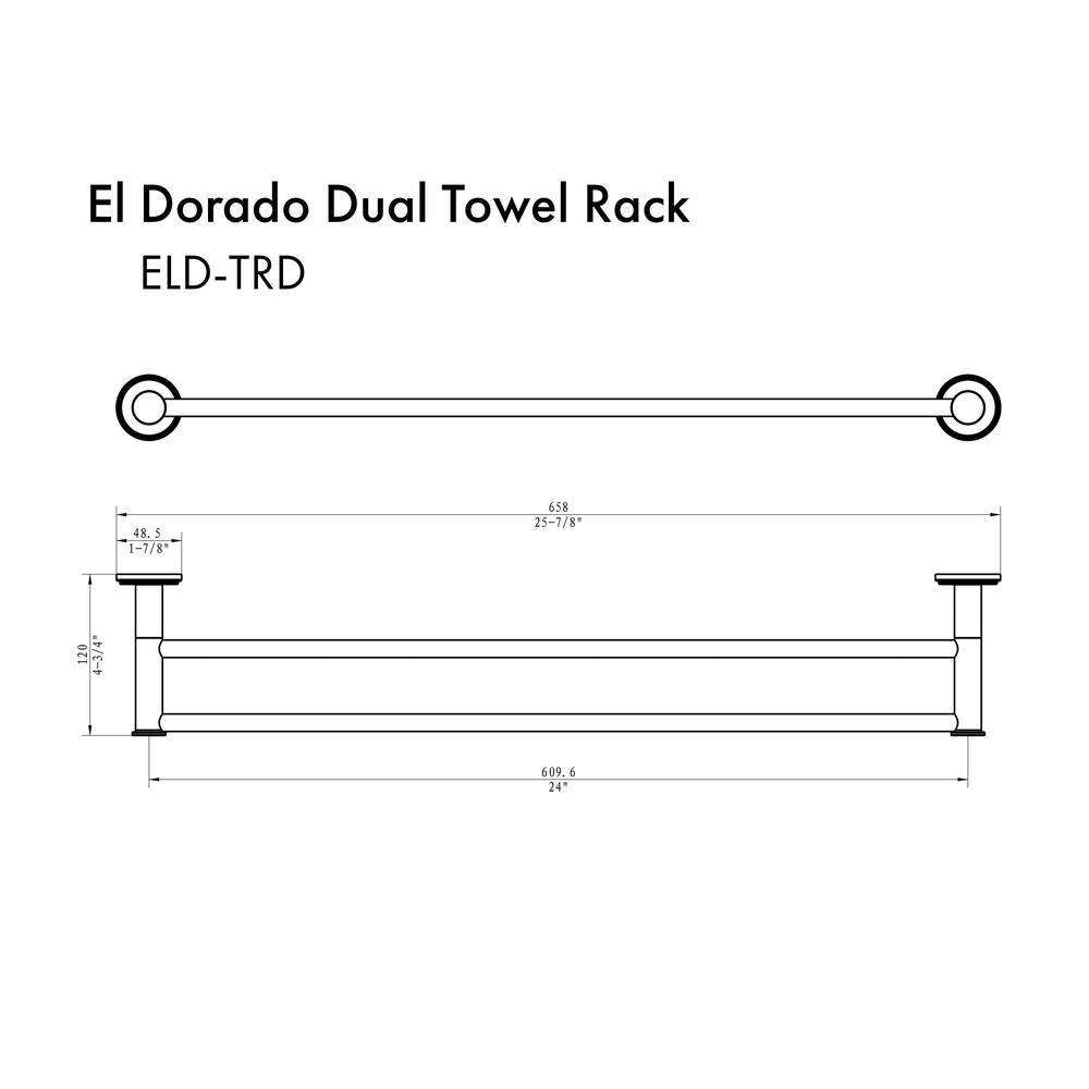 ZLINE El Dorado Double Towel Rail in Gun Metal - Heavy Duty Bathroom Towel Holder for Spa, Hotel & Luxury Home Decor (ELD TRD GM)
