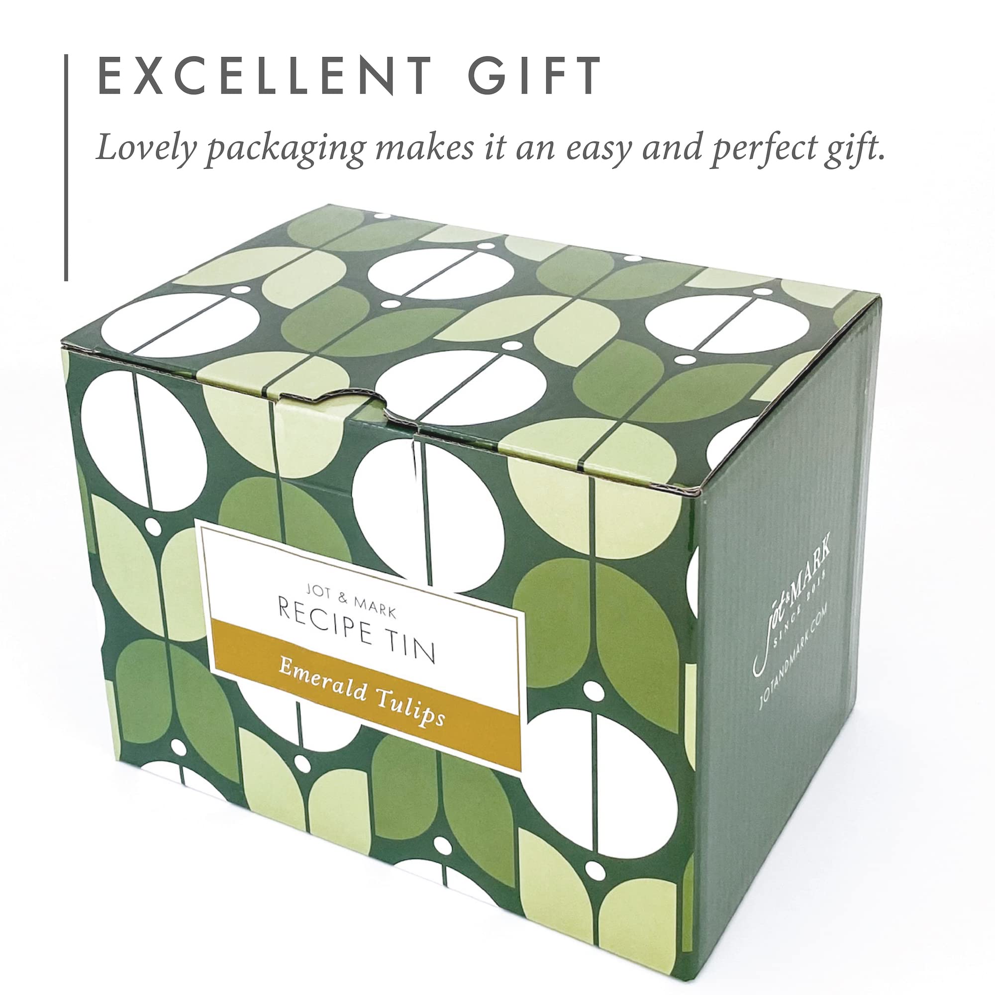 Jot & Mark Decorative Recipe Tin Box - Organize 4x6 Recipe Cards & Greeting Cards | Holds Hundreds | Perfect for Kitchen Storage & Gift Giving