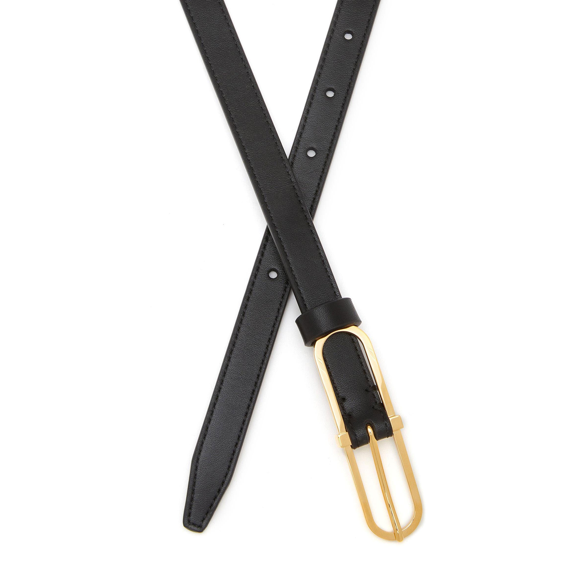 Hermine Belt for Men - Genuine Leather Dress Belt with Buckle - Black (Size G) - Perfect for Business, Office, and Formal Occasions