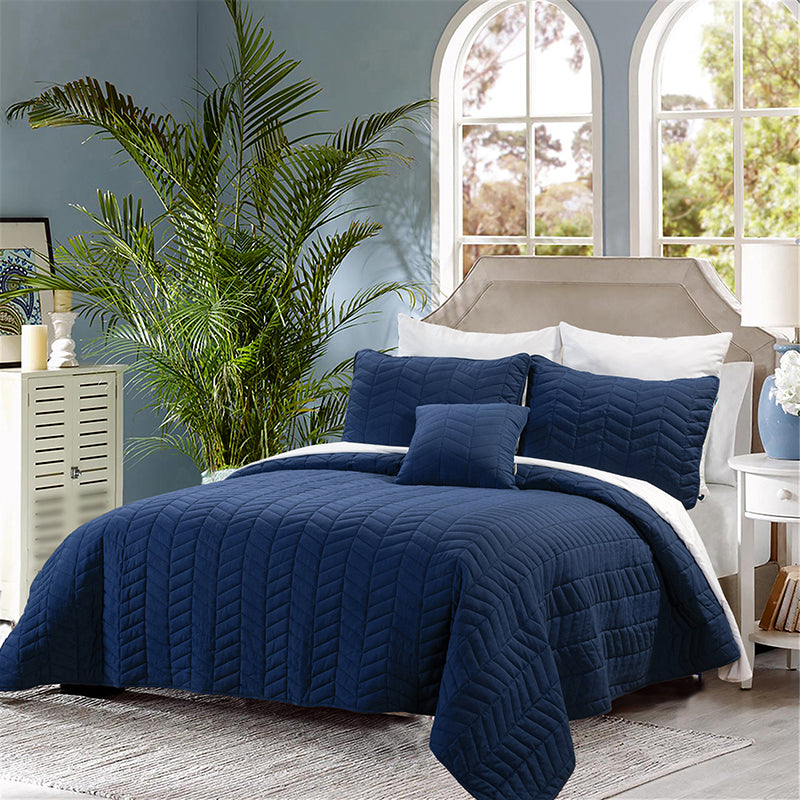 Premium Camilo Microfiber 4-Piece Quilt Set - Soft & Breathable Bedding for All Seasons | Perfect for Master Bedroom, Guest Room & Dorm Decor