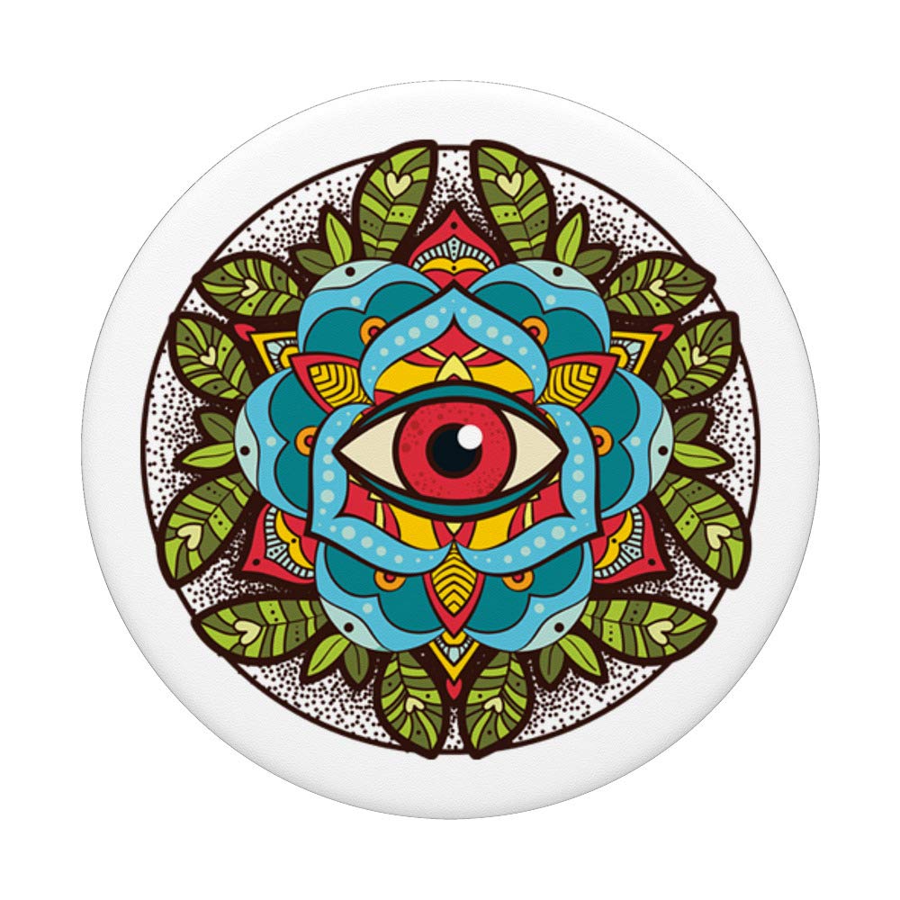 All Seeing Eye with Plants and Flowers PopSockets - Expandable Phone Grip & Stand for iPhone, Samsung, Tablets - Perfect for Yoga, Travel, and Hands-Free Viewing