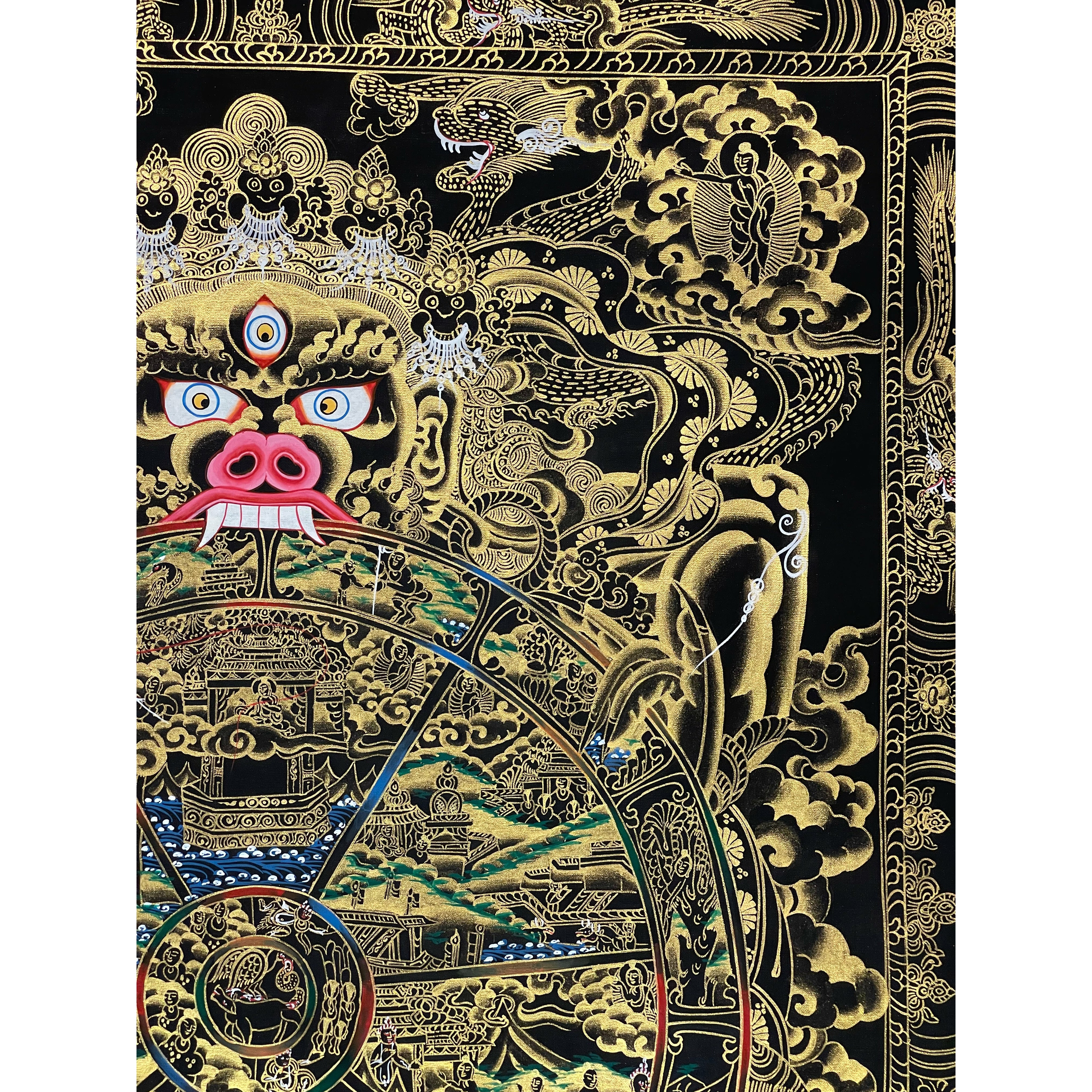 Authentic Tibetan Thangka Painting - Wheel of Life Buddhist Artwork for Meditation & Home Decor | Perfect for Spiritual Practice, Yoga Studios & Cultural Gifts