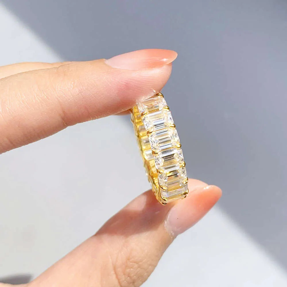 14K Yellow Gold Moissanite Ring with VVS Diamonds | Elegant Wedding, Engagement & Anniversary Jewelry Gift for Women