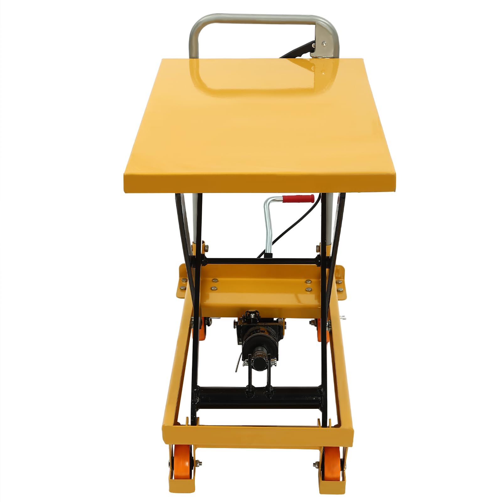 Hydraulic Scissor Lift Table 500lbs Capacity - Manual Single Scissor Jack with 4 Wheels & Safety Guard - 30.5