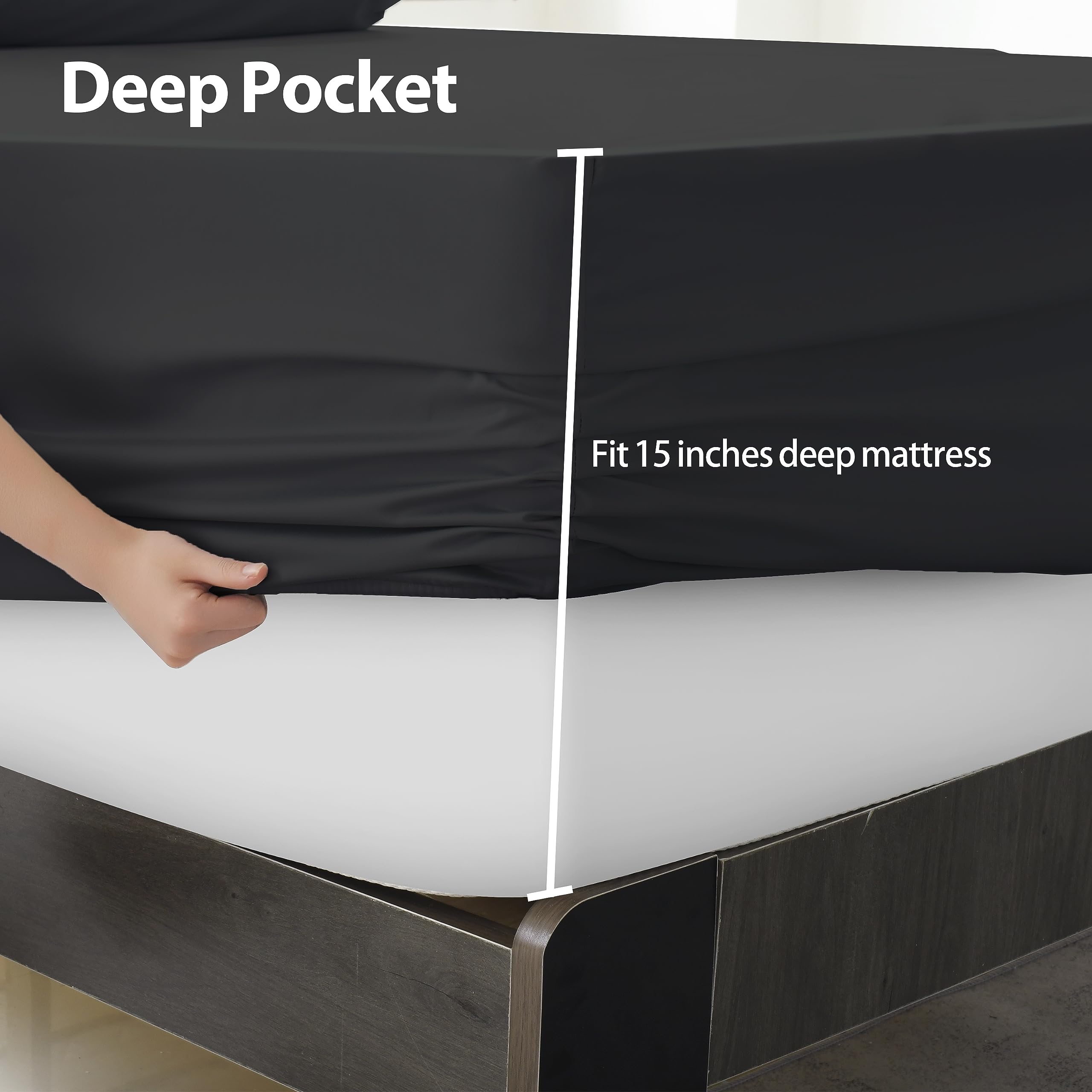 Queen Size Fitted Sheet - 100% Egyptian Cotton 600 Thread Count, Deep Pocket 16