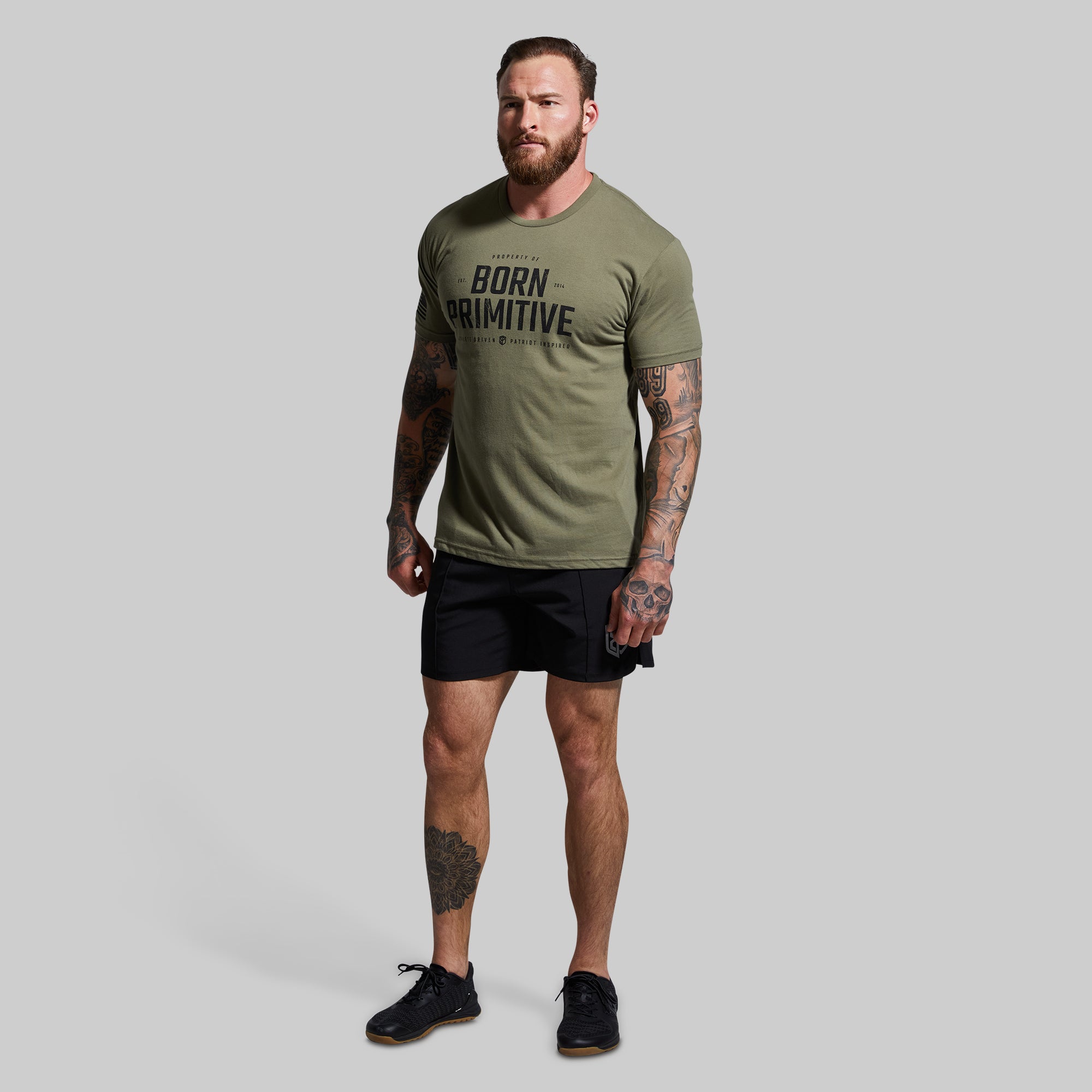 Born Primitive Men's Tactical Green T-Shirt - Comfortable & Durable Workout Tee for Gym, Training & Outdoor Activities