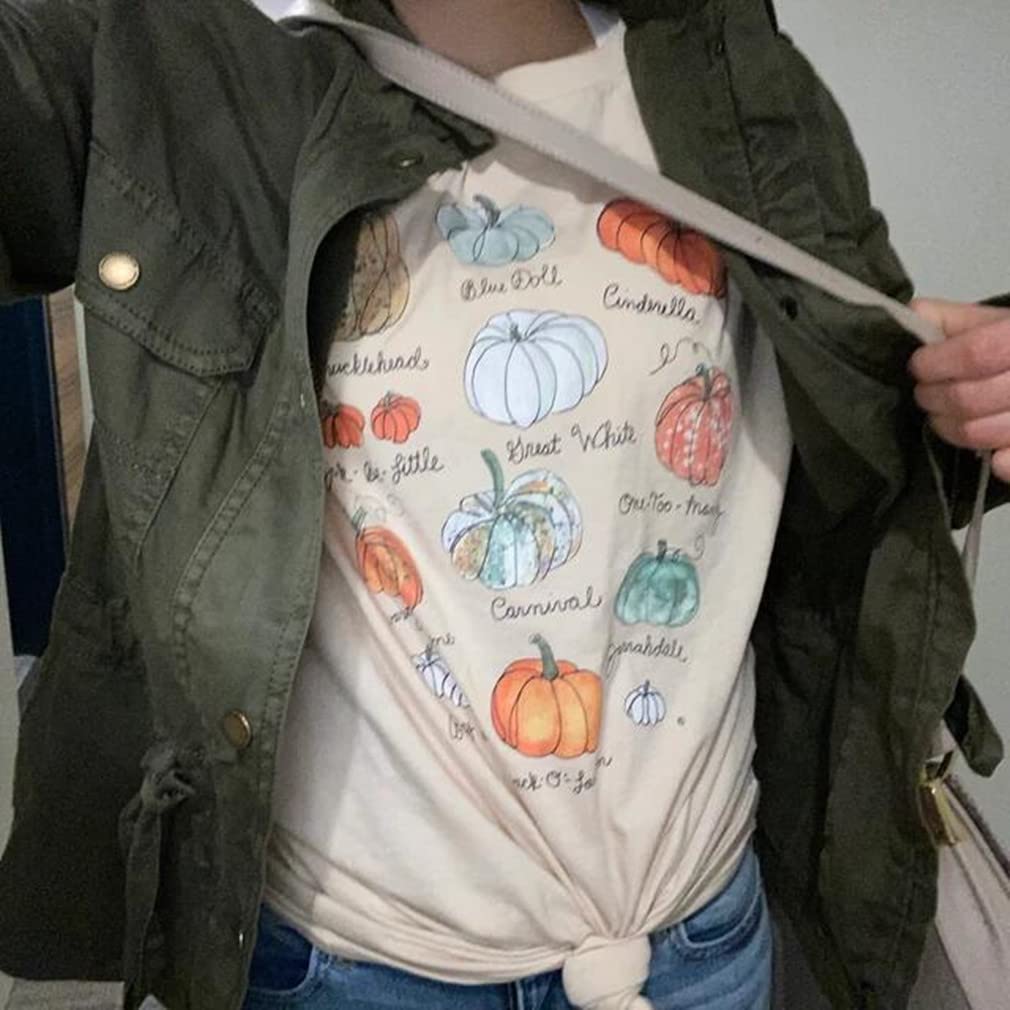 Halloween Pumpkin Graphic T-Shirts for Women - Cute Fall & Autumn Tees - Thanksgiving Holiday Tops - Perfect for Halloween Parties, Fall Outfits & Seasonal Celebrations