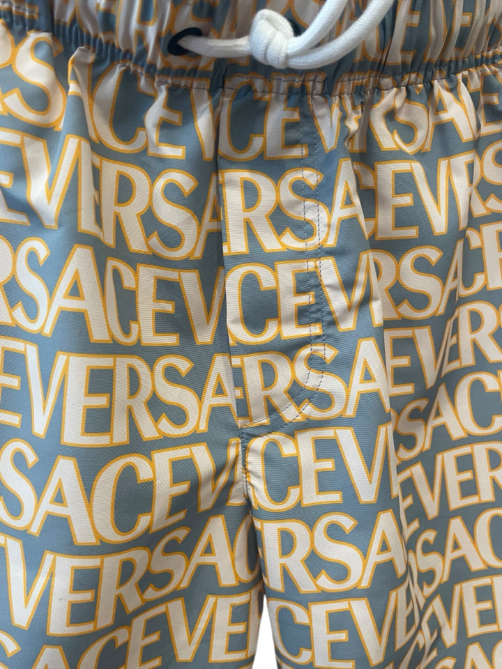 Versace All Over Logo Print Men's Swim Bottoms - Size US Small (S) | Stylish Beachwear for Pool, Vacation & Summer Outings