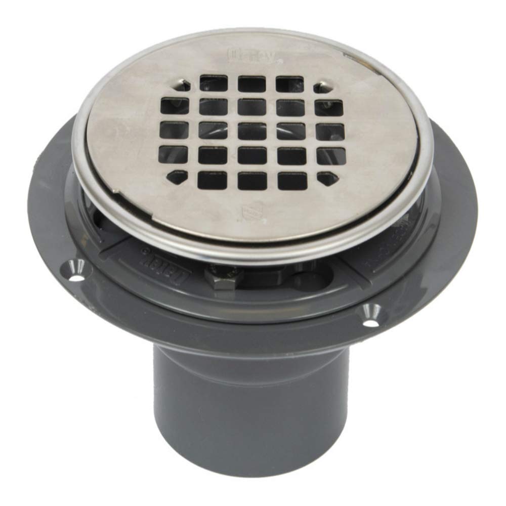 Oatey 42260 PVC Shower Drain W-Strainer - Heavy Duty Bathroom Floor Drain for Tile Showers, Bathtubs & Wet Rooms - Corrosion-Resistant Plumbing Accessory