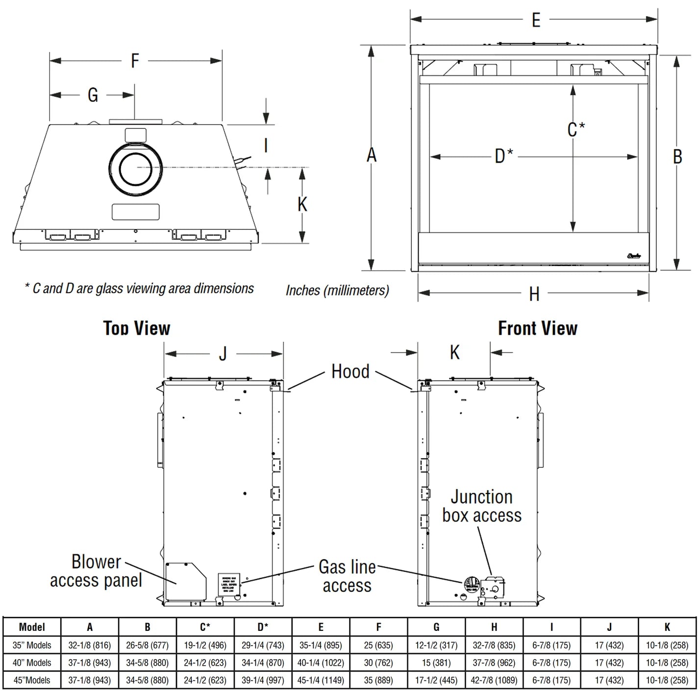 40 Inch Direct Vent Traditional Gas Fireplace - DRT3040 - Energy Efficient Heating for Living Rooms & Bedrooms