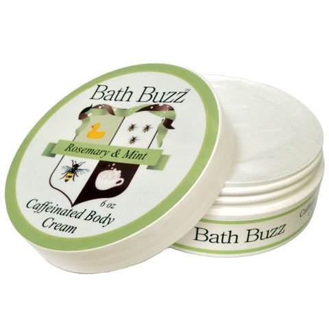 Bath Buzz Rosemary Mint Caffeinated Body Cream - Energizing Moisturizer for Dry Skin | Wake Up & Hydrate | Perfect for Morning Routine & Pre-Workout