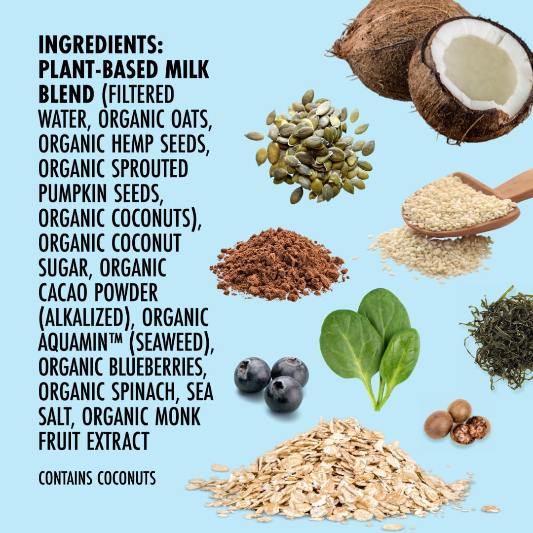 Organic Chocolate Kiki Plant-Based Milk - Rich in Calcium & Magnesium - Gluten, Gum, GMO, Dairy, Soy & Glyphosate Free - Shelf-Stable (32oz, 6-Pack) - Perfect for Smoothies, Baking & Healthy Breakfasts