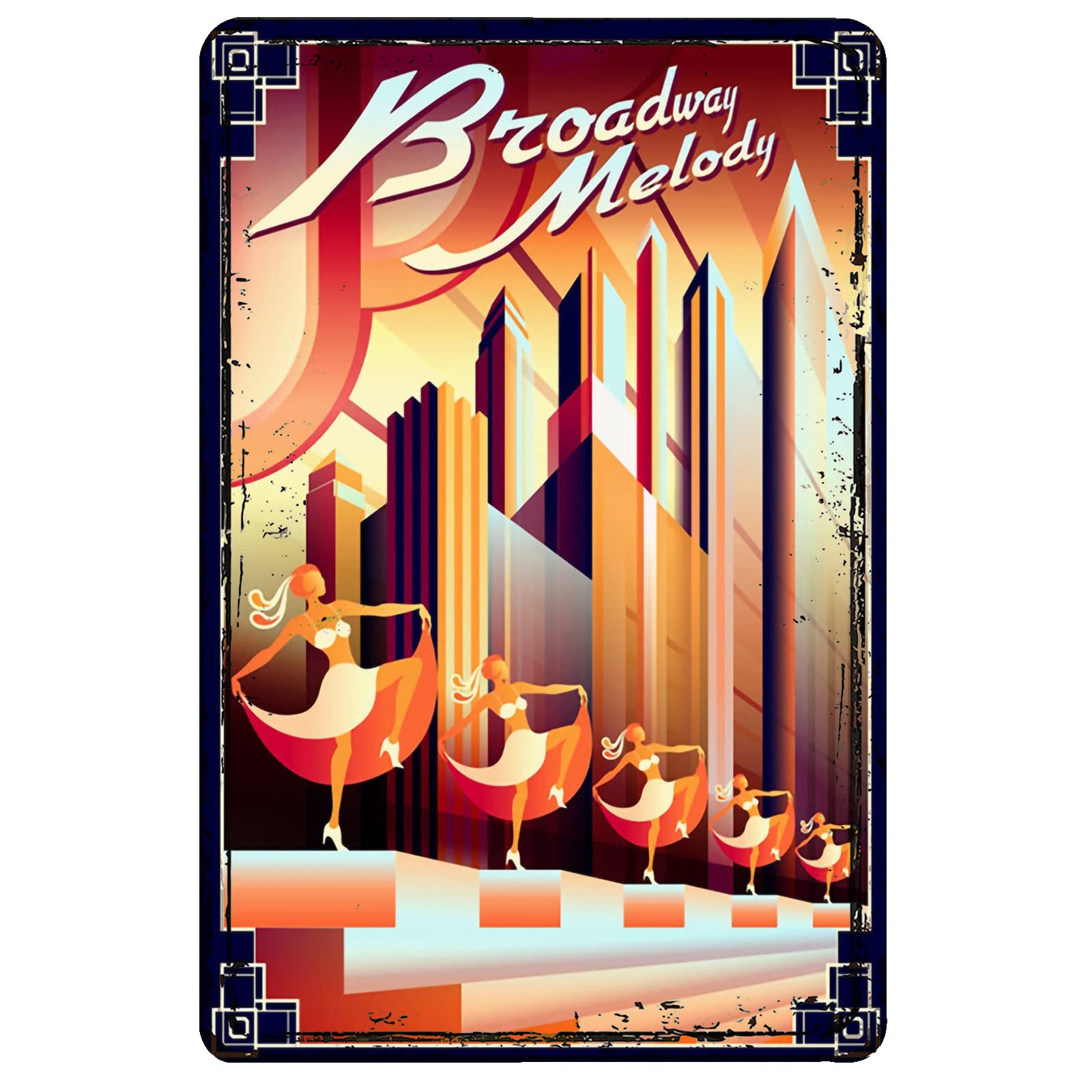 Vintage Broadway Melody Music Show Metal Tin Sign - 12x16 Inch Retro Film Poster Wall Art for Home, Bar & Cafe Decor | USA Made Movie Memorabilia & Digital Art Metal Wall Décor