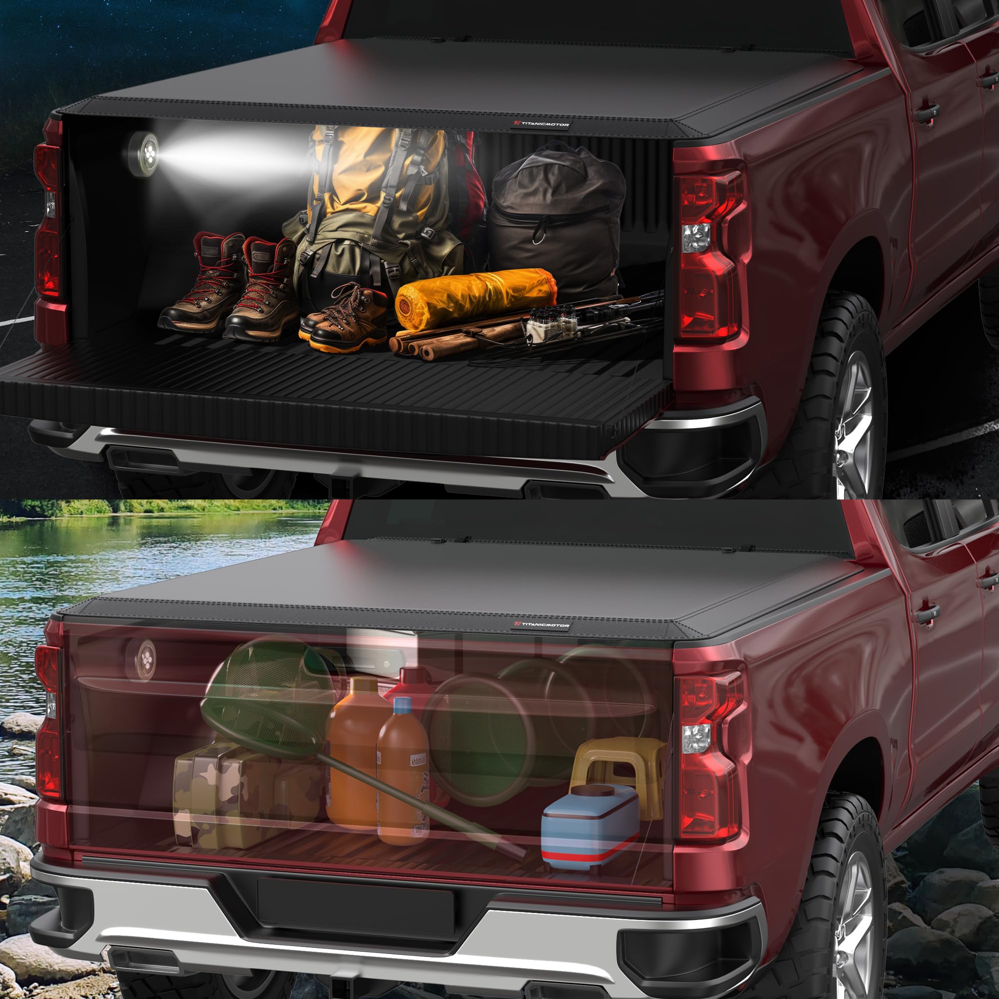 Soft Quad Truck Bed Tonneau Cover for 2009-2025 Dodge Ram 1500 Fleetside (No Ram Box) | 4-Fold Design | 5.7FT/67.4Inch | Weatherproof & Secure Cargo Protection | Perfect for Camping, Work & Outdoor Adventures