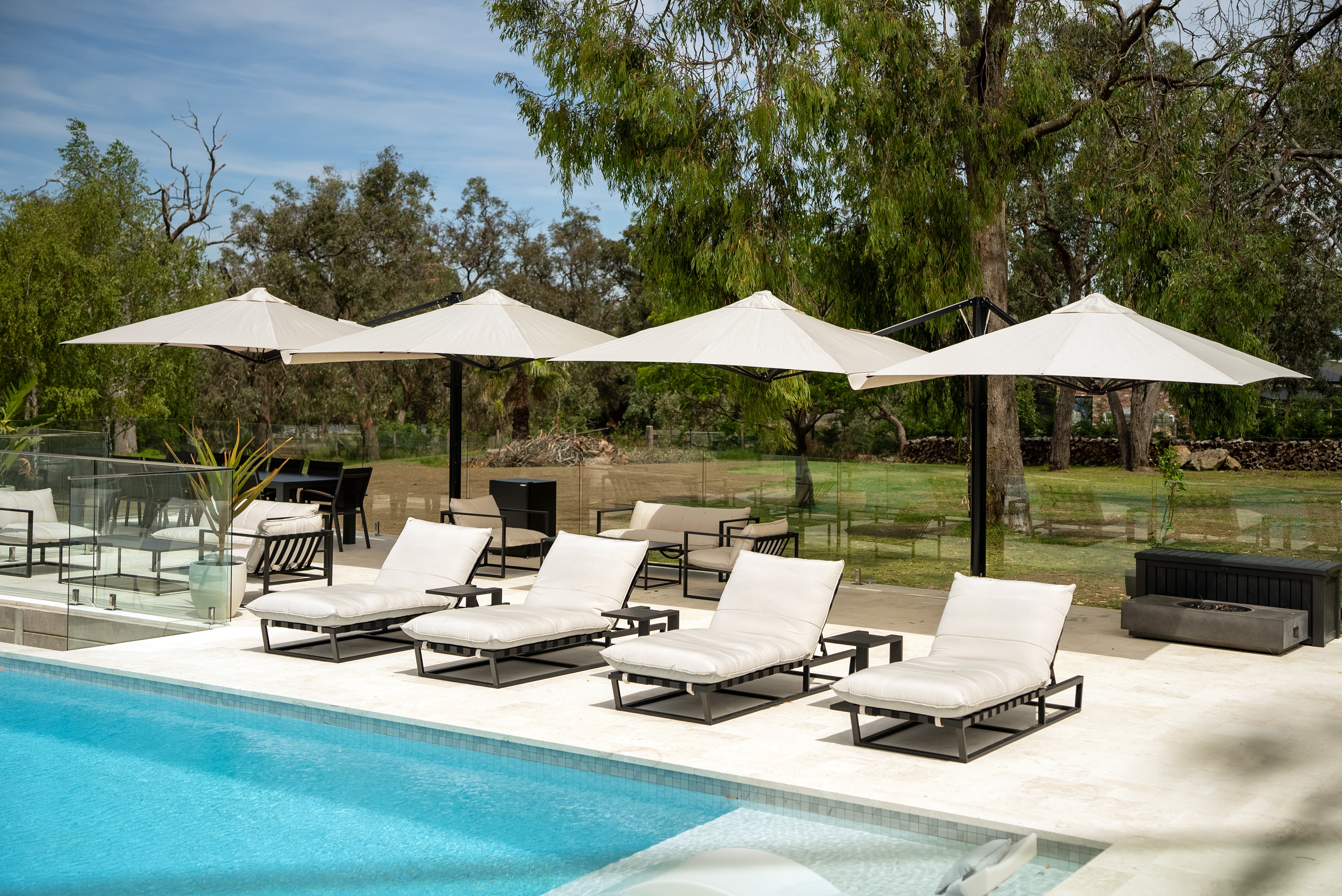 Shadowspec Unity™ Quattro 4 Large Square Umbrellas for Outdoor Patio, Garden, Poolside, and Beach - Durable Sun Shade Canopy for Commercial & Residential Use