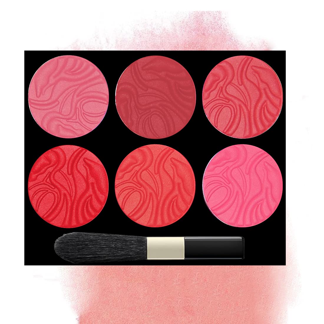 FIRSTZON 6-Color Shimmer Blusher Palette - Cool Tone Cheek Makeup Set for Contouring & Highlighting | Perfect for Everyday Glam & Special Occasions