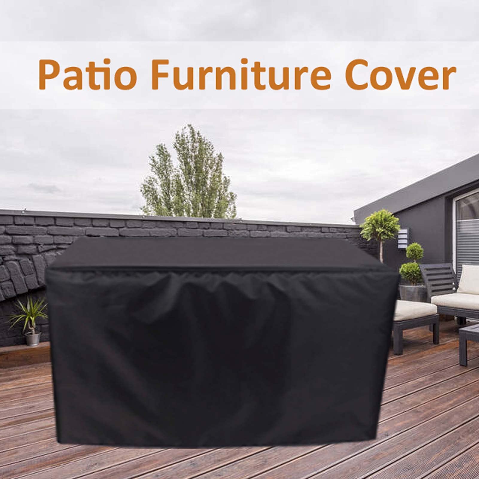 Heavy Duty 420D Oxford Fabric Waterproof Patio Furniture Covers 138x102x28 Inch - Outdoor Table Covers for Garden, Deck & Backyard - All Weather Protection for Rectangular Tables (Black) | Perfect for Rain, Snow & UV Protection