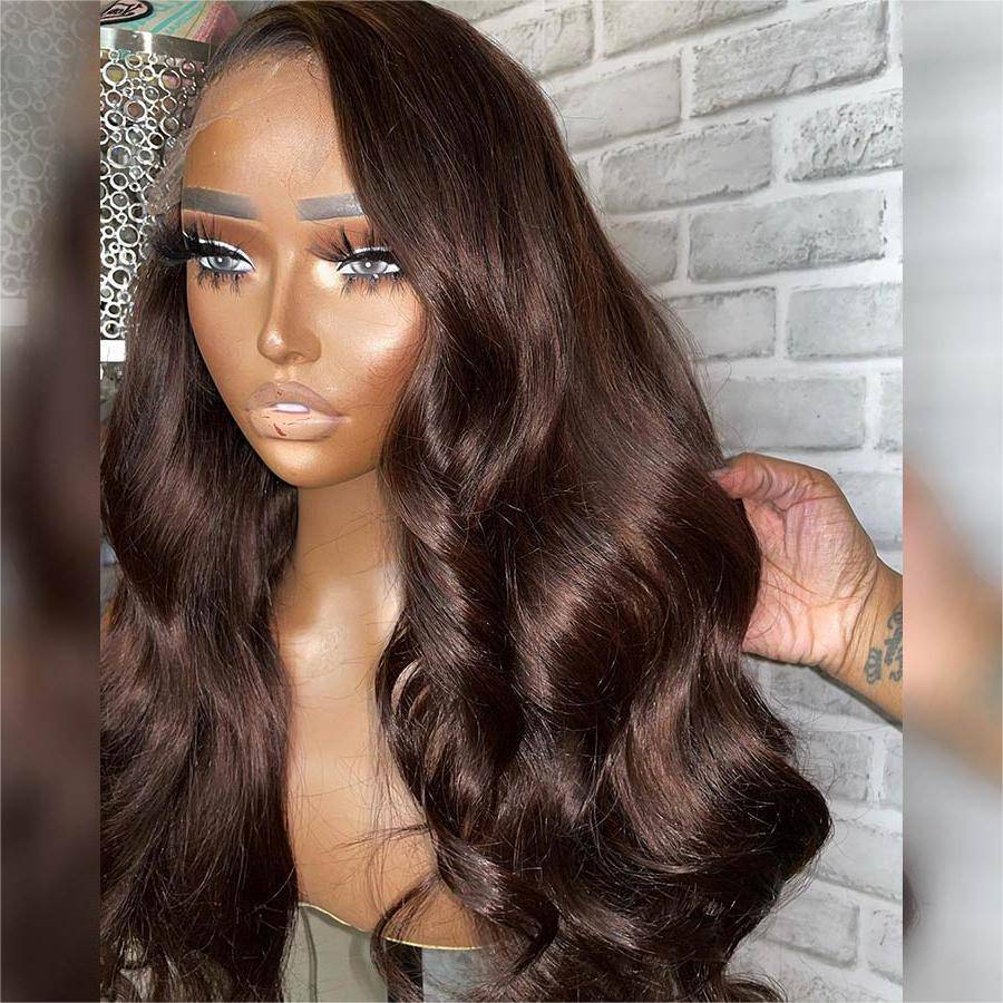WOWANGEL #4 Dark Brown 13X6 HD Lace Front Wig - Body Wave Human Hair Wig for Women, Natural Look for Daily Wear & Special Occasions
