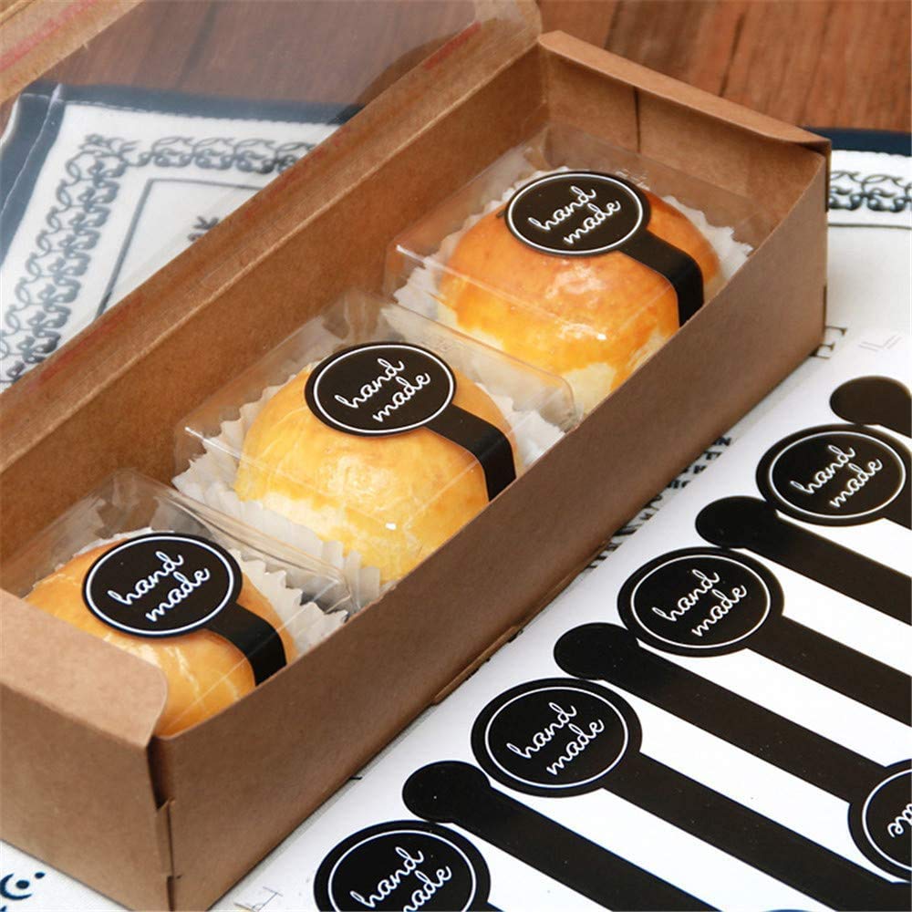 200 Pcs Handmade Self-Adhesive Black Long Label Stickers - Perfect for Lollipop Sealing, Candy Wrapping, Cookie Packaging, Bakery Treats, Cake Decorating, Chocolate Gifts & Sweet Surprises - Ideal for Parties, Weddings, Birthdays & DIY Crafts