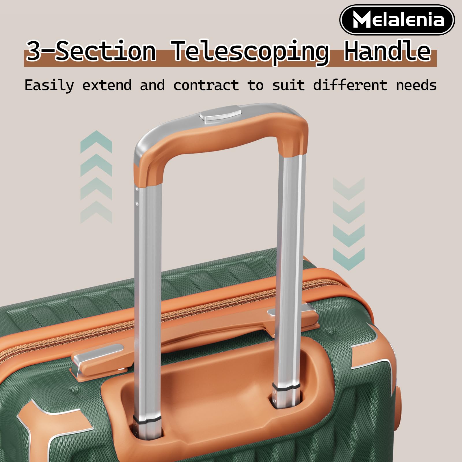 Melalenia 7-Piece Hard Shell Spinner Luggage Set with TSA Lock - Lightweight Carry-On Suitcase & Travel Duffel Bag for Women & Men (Green/Brown) - Perfect for Air Travel, Business Trips & Vacation Getaways