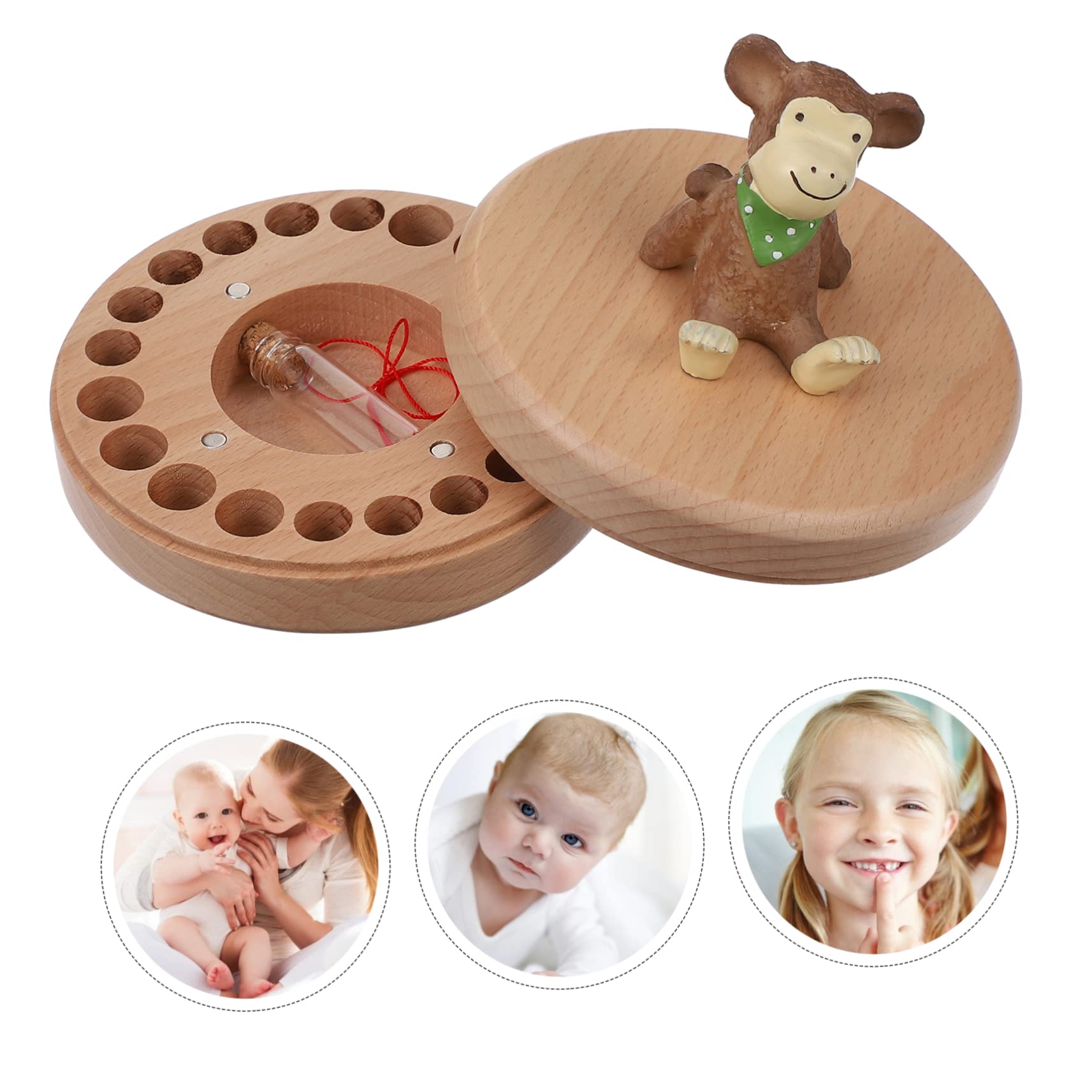 Toyvian Wooden Baby Teeth Keepsake Box - Beech Material Tooth Holder for Kids' Deciduous Teeth Storage | Perfect First Tooth Memory Box & Milestone Organizer for Nursery, Baby Shower Gifts