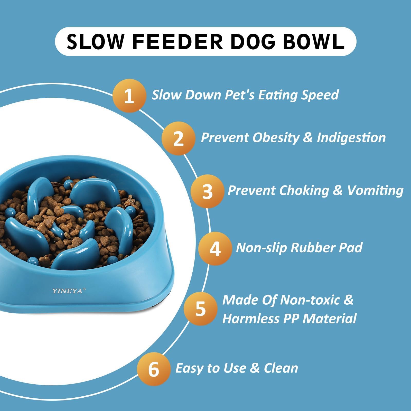 YINEYA Slow Feeder Dog Bowl - Non-Slip Maze Puzzle Feeder for Medium Dogs - Helps Prevent Bloat & Improve Digestion - Perfect for Fast Eaters & Mealtime Enrichment - Great for Labs, Goldens & Other Medium Breeds