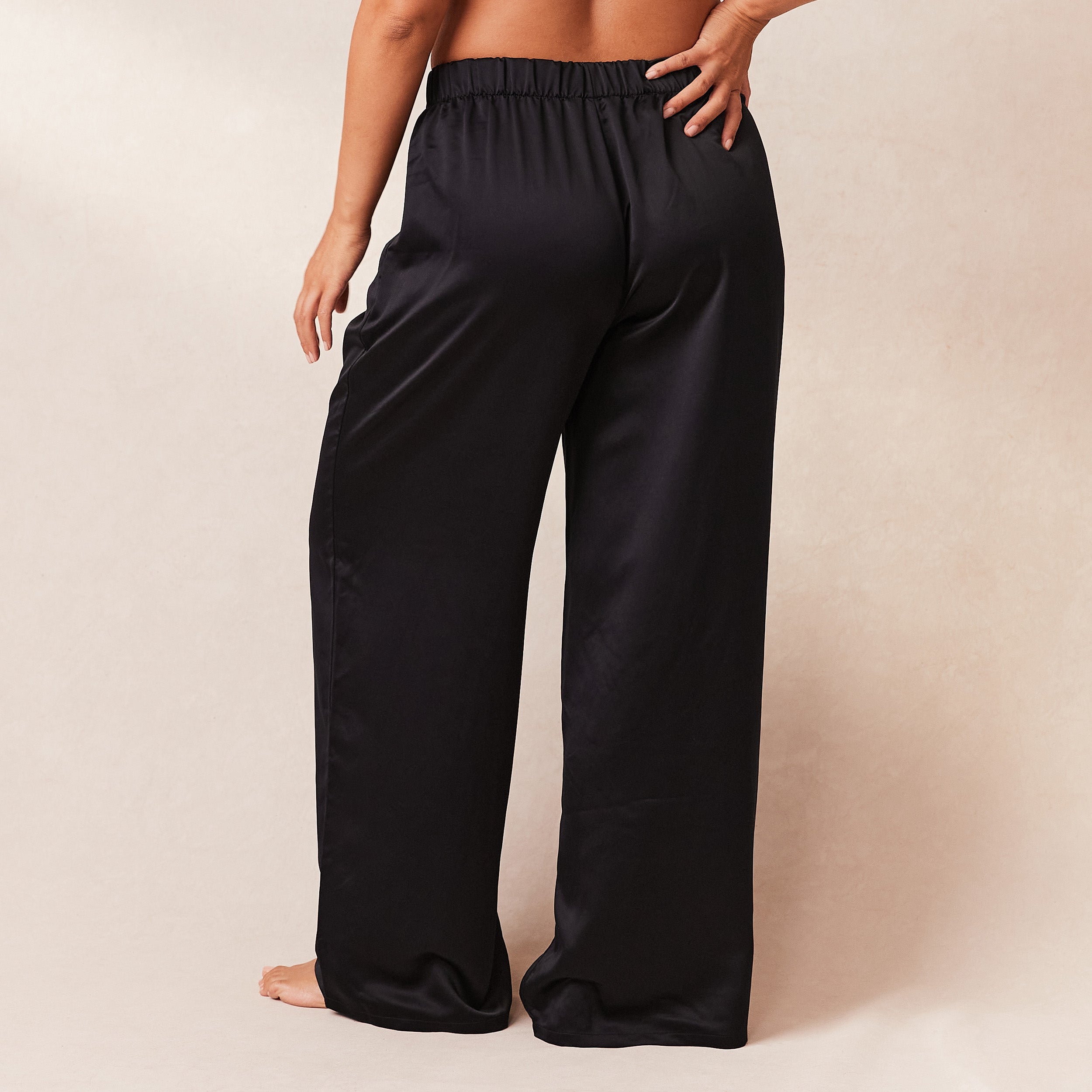 Classic Black Satin Pyjama Pants for Women - Soft & Comfortable Sleepwear for Lounge & Bedtime