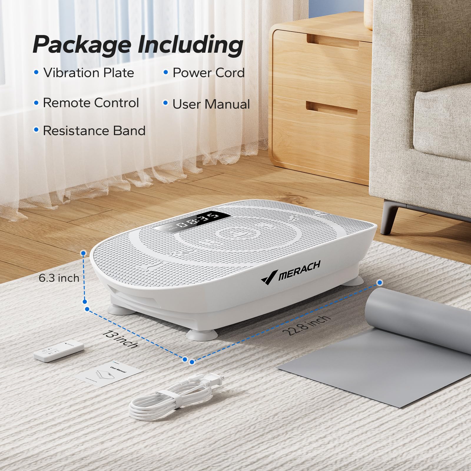MERACH Vibration Plate Exercise Machine - Full Body Workout Equipment for Women & Men with Bluetooth & Silicone Pedals | Vibration Platform for Lymphatic Drainage, Weight Loss & Home Fitness | Perfect for Small Spaces, Post-Workout Recovery & Toning