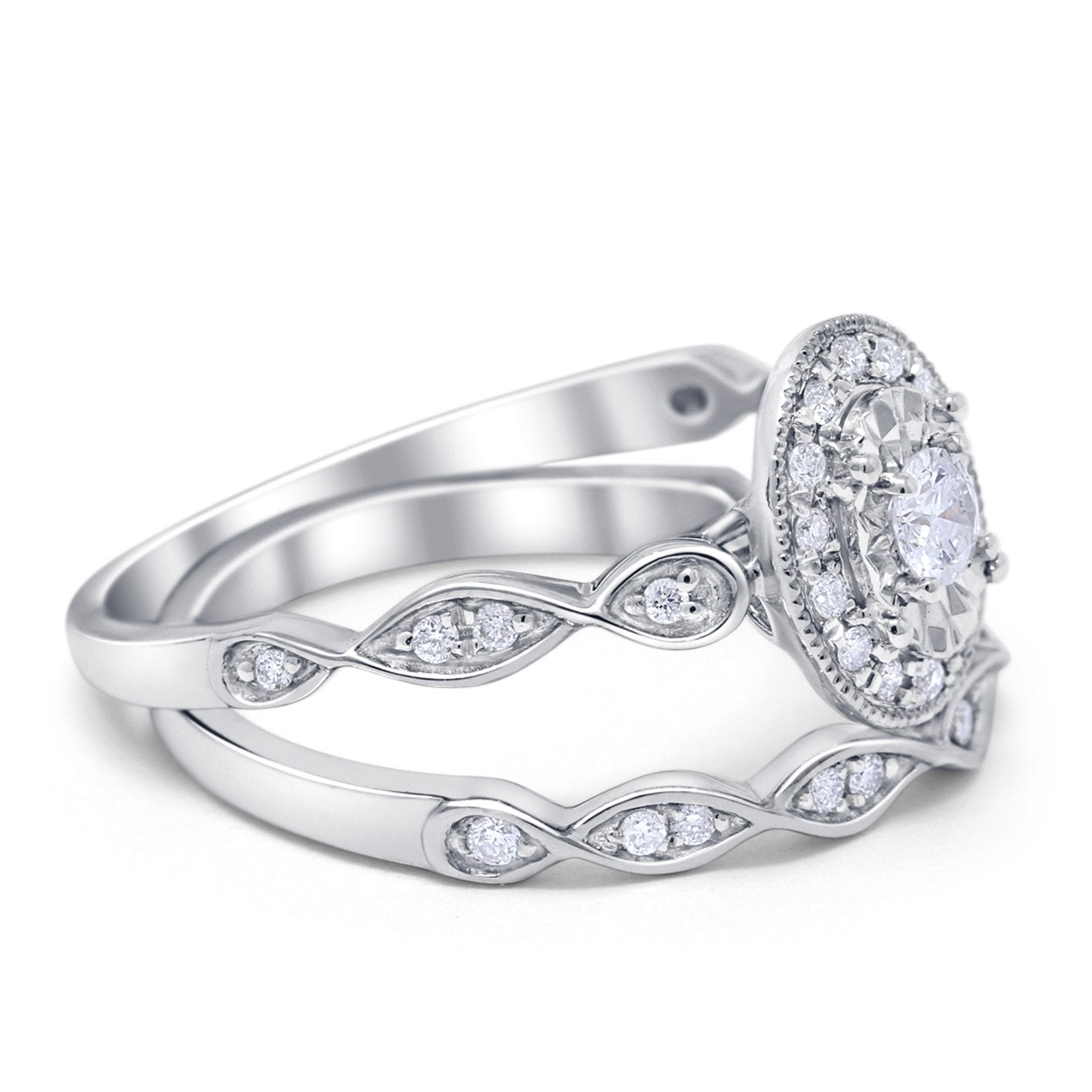 14K Gold 0.32ct Oval Cut 10mm G SI Diamond Engagement Ring Set - Bridal Wedding Band for Her, Perfect for Proposals, Anniversaries & Special Occasions