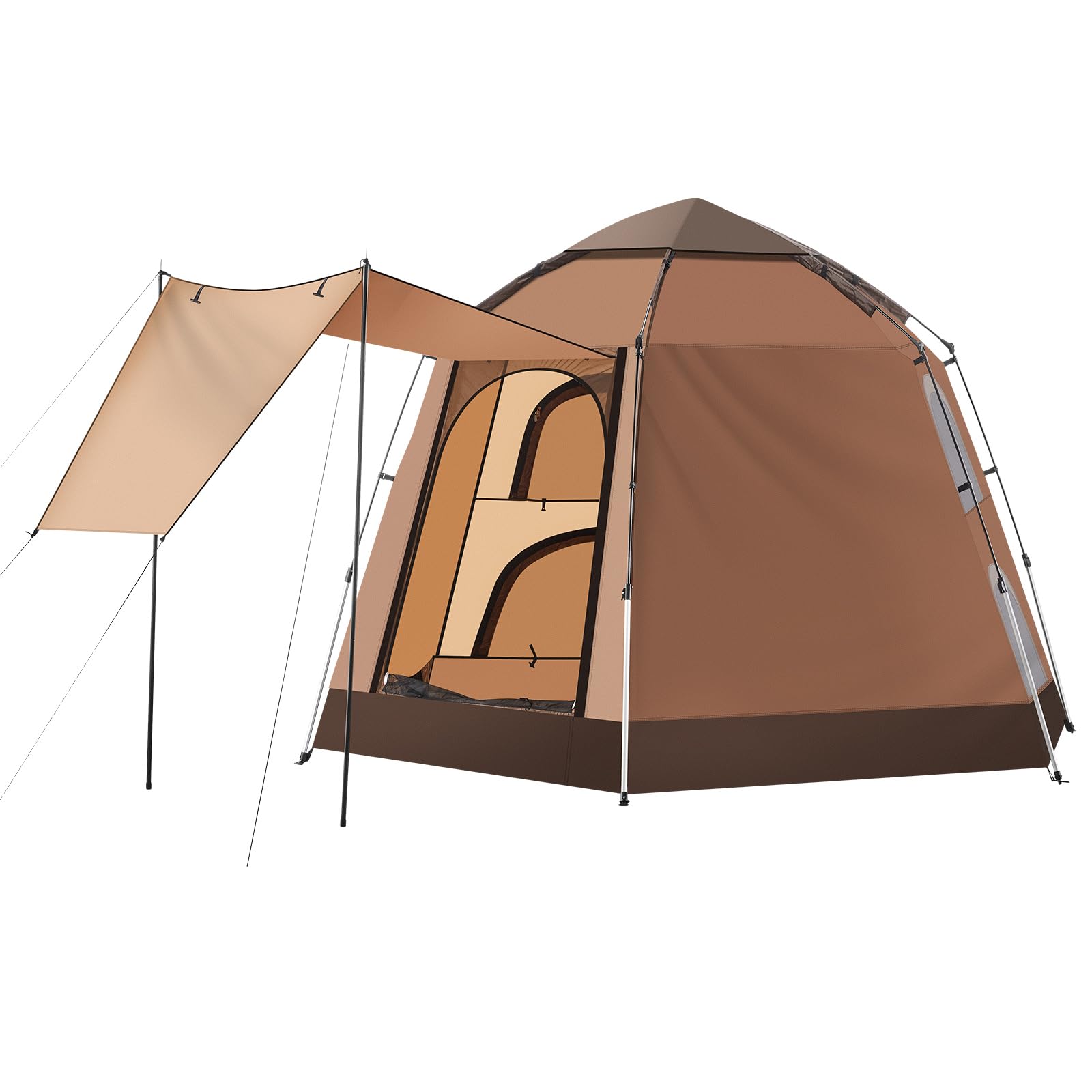 TUKAILAI Instant Camping Tent - Hexagonal Automatic Pop Up Dome Tent with 4 Mesh Windows & Door, Easy Setup for Outdoor Adventures, Backpacking, Hiking & Family Camping Trips
