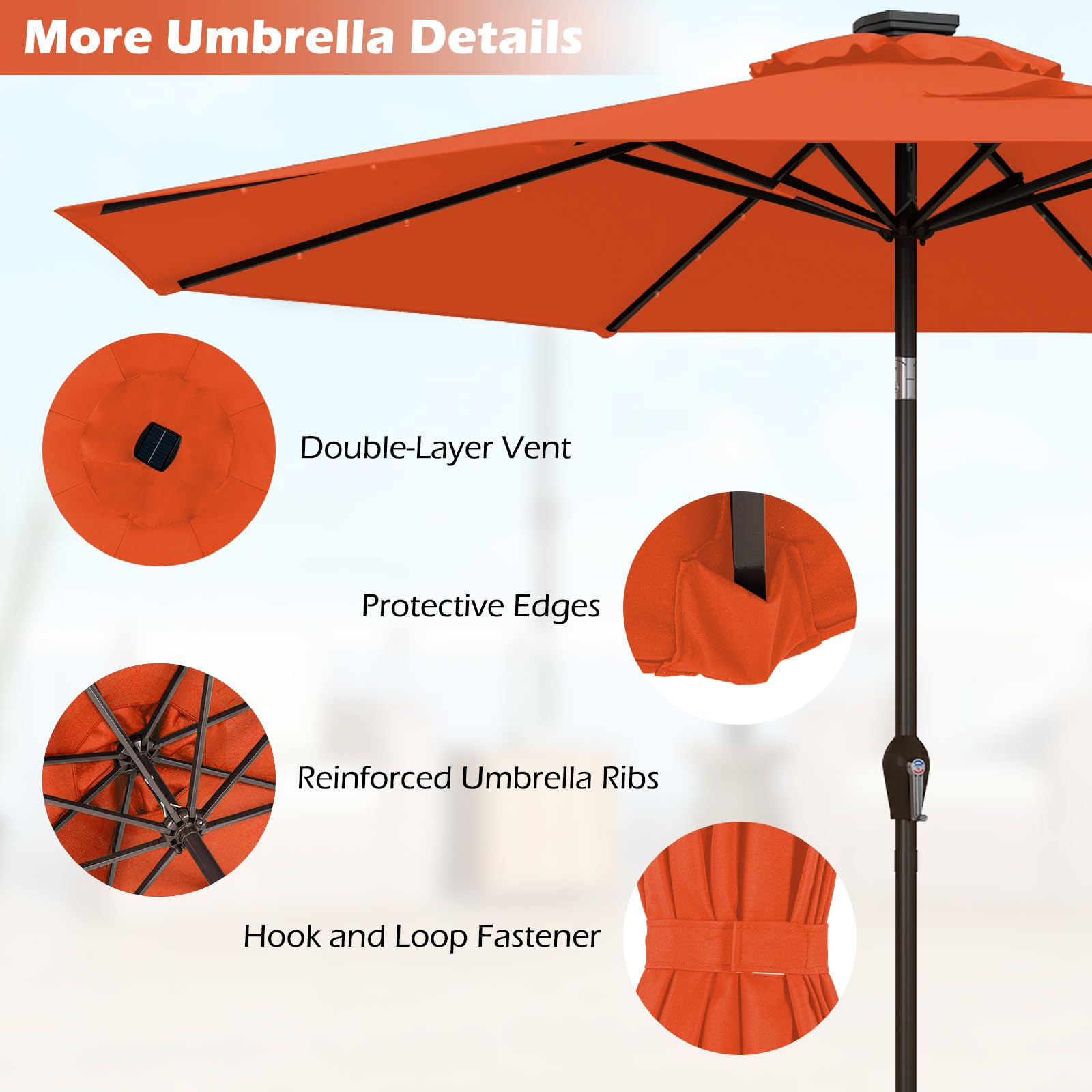 Giantex 9ft/10ft Solar LED Patio Umbrella with Crank & Tilt - Waterproof Outdoor Market Umbrella for Backyard, Deck, Pool, Beach - Perfect for Dining, Lounging & Outdoor Entertaining