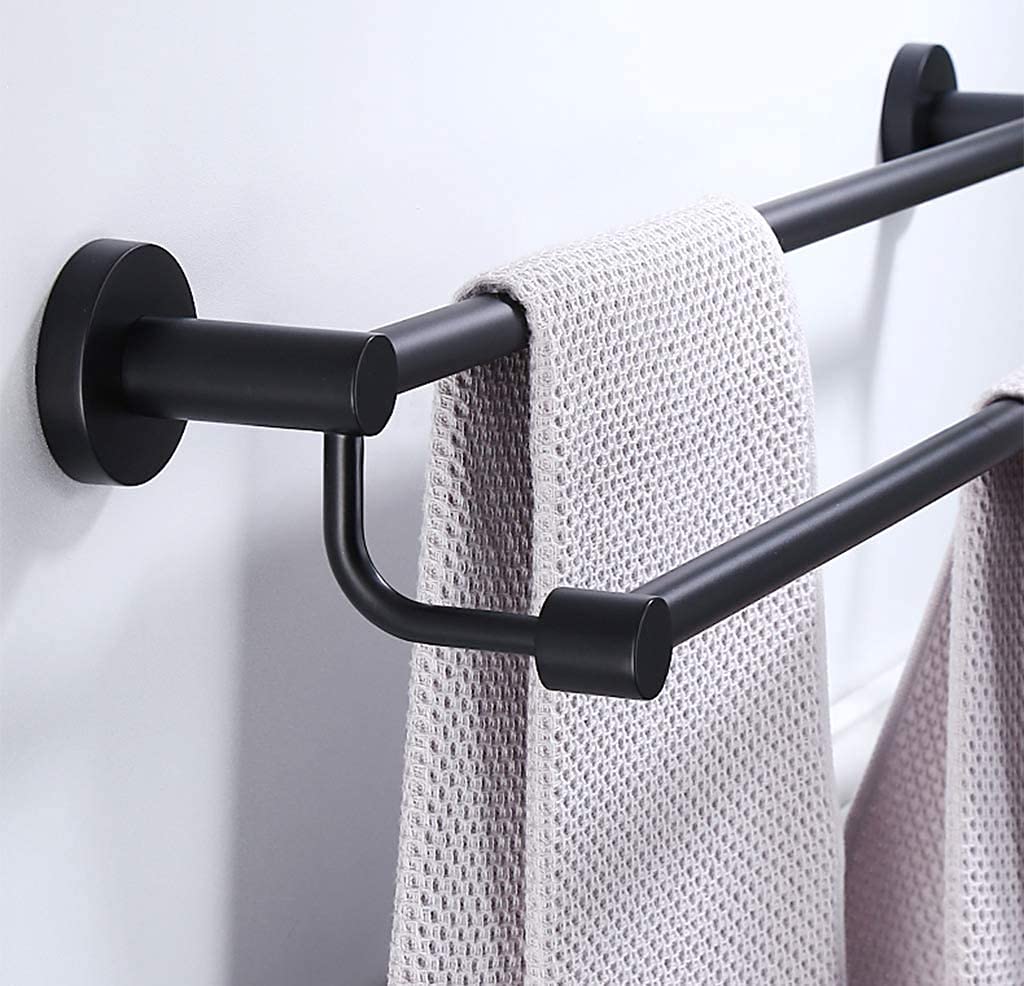 Stainless Steel Over The Door Towel Rack - Double Wall Mounted Hand Towel Holder for Kitchen, Bathroom, Hotel & Office - Modern Black Senior Friendly Design (120cm) - Perfect for Space Saving & Organized Home Decor