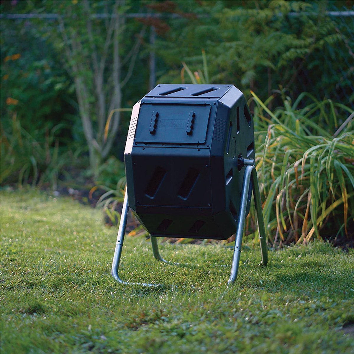 FCMP Outdoor Tumbling Composter - 22.5 Gallon Dual Chamber Compost Bin for Organic Waste - Perfect for Backyard, Garden & Eco-Friendly Composting