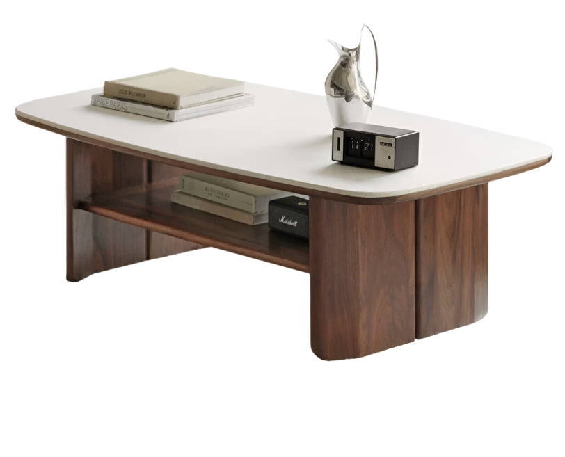 43.3x21.7x15.7 inch /110x55x40сm / Rich Dark Walnut color / Black Walnut slate coffee table (ivory white)