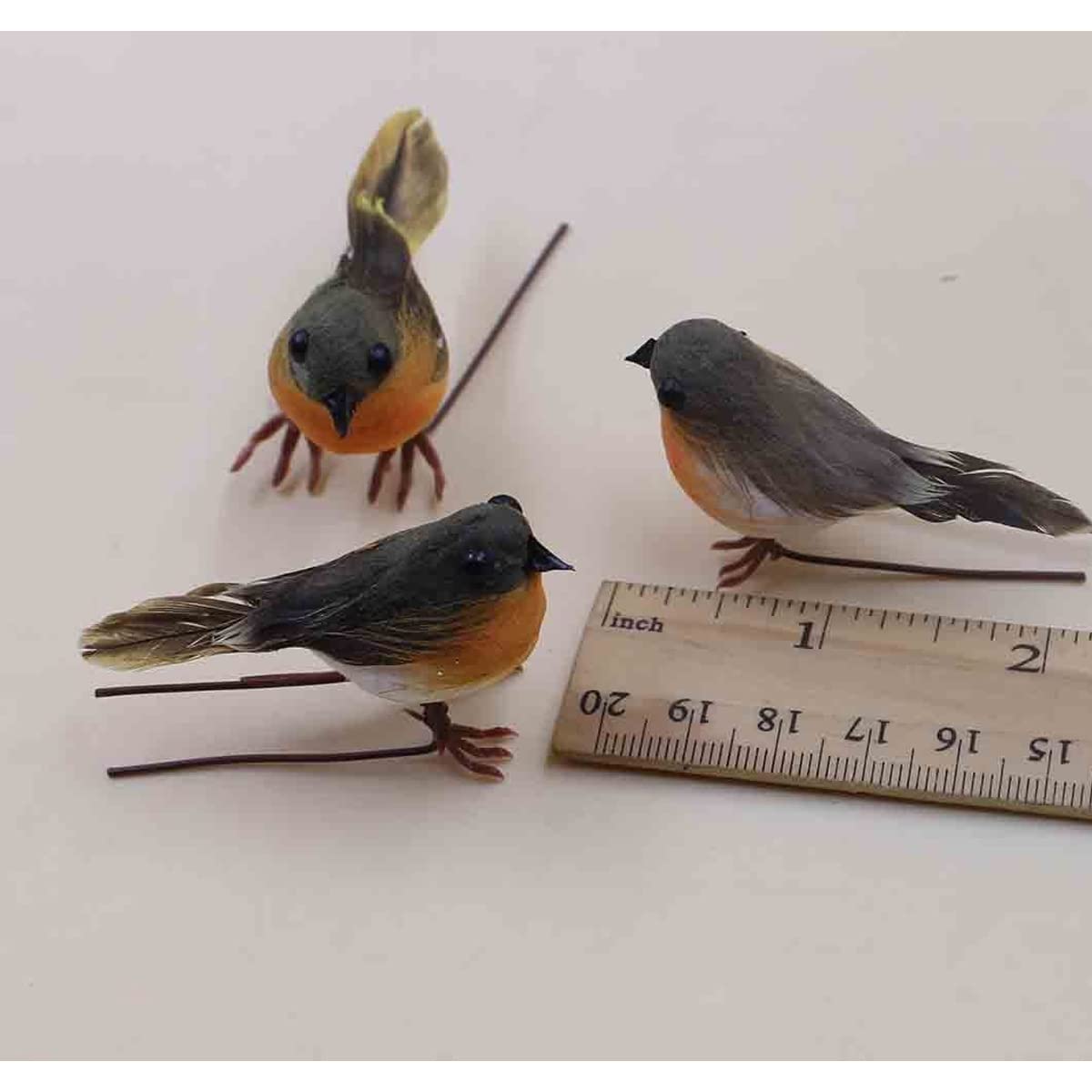 12Pcs Mini Artificial Feather Robin Bird Christmas Tree Decorations - Handmade Craft Ornaments for Xmas, Holiday, Home, Living Room, Bedroom & Office Decor - Perfect for Festive Tree Trimming, Gift Wrapping & Seasonal Home Styling