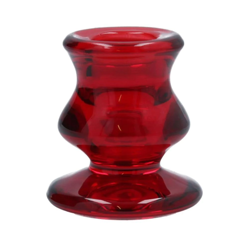 Elegant Red Glass Candle Holder by Gisela Graham - Perfect for Romantic Dinners, Wedding Decor & Home Centerpieces