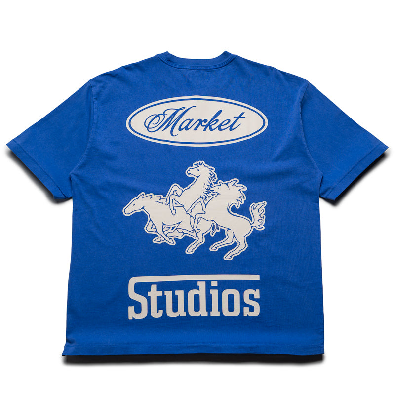 Market Stallion Tee - Premium Cotton T-Shirt in Dazzling Blue for Men | Casual Wear, Street Style & Everyday Comfort