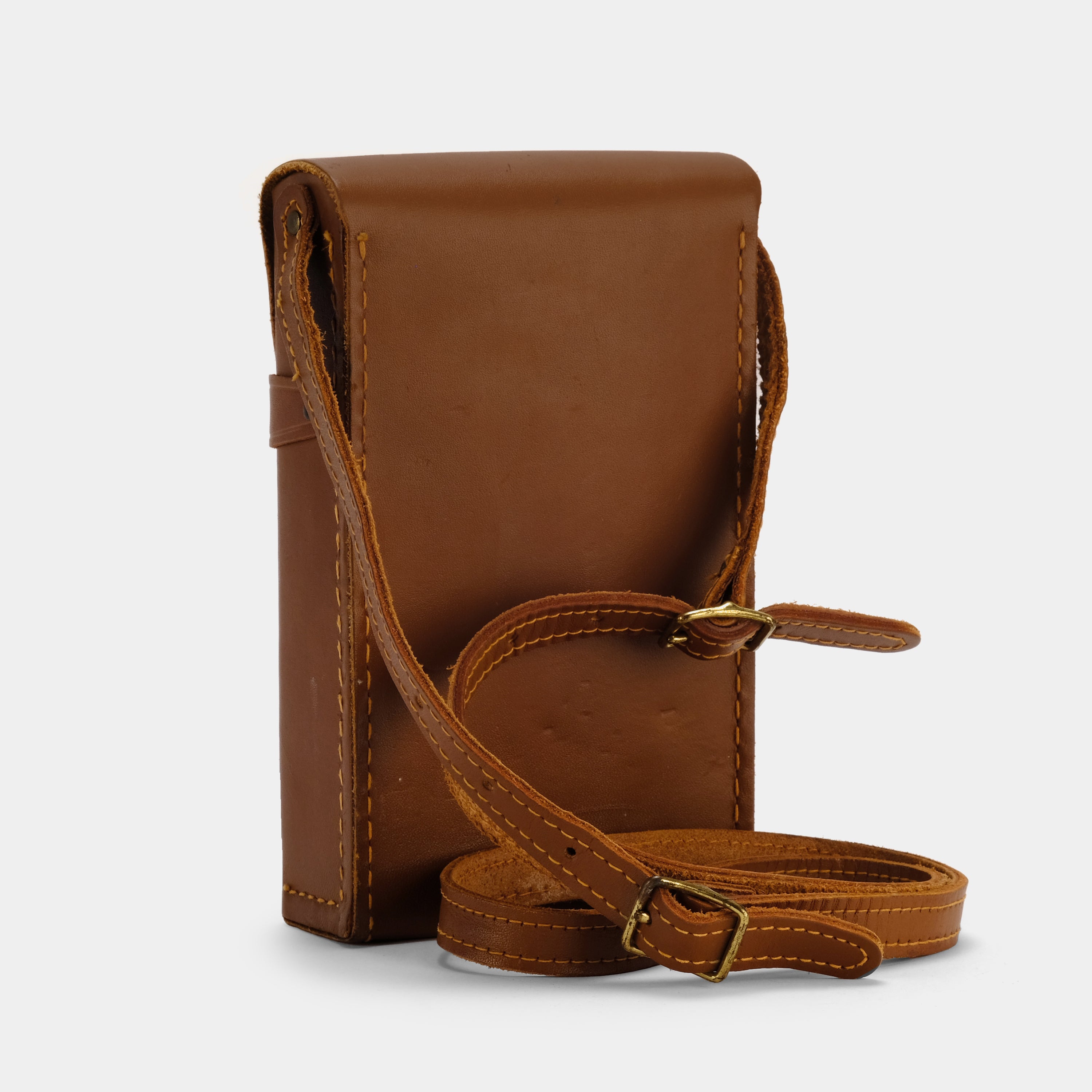 Premium Brown Leather Folding Camera Case for Instant Cameras - Compact & Protective Cover for Travel, Photography, and Everyday Use