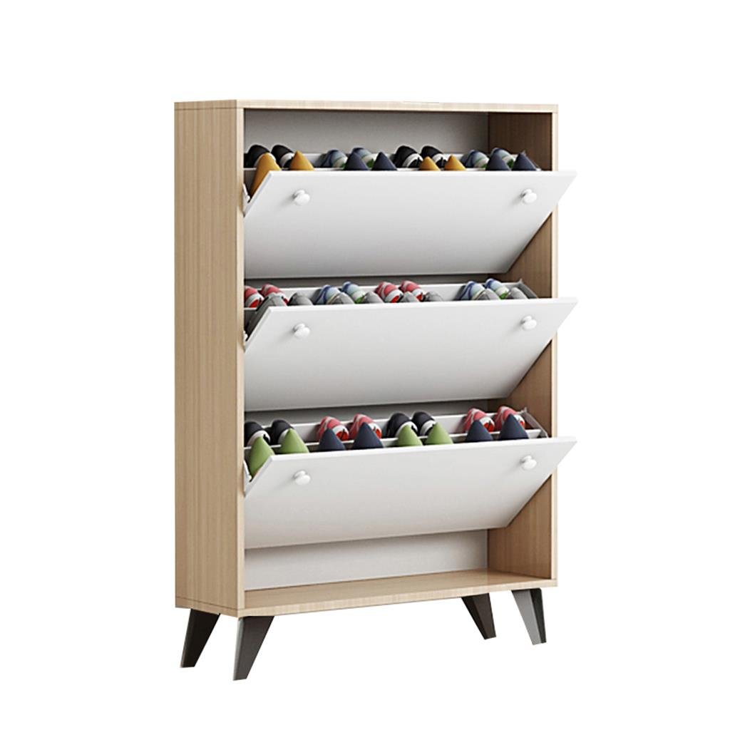 Nordic Ultra-Thin Shoe Rack Cabinet - 17cm/24cm Depth, Modern Space-Saving Entryway Storage (80cm Length, White) - Perfect for Small Apartments, Hallways & Closet Organization