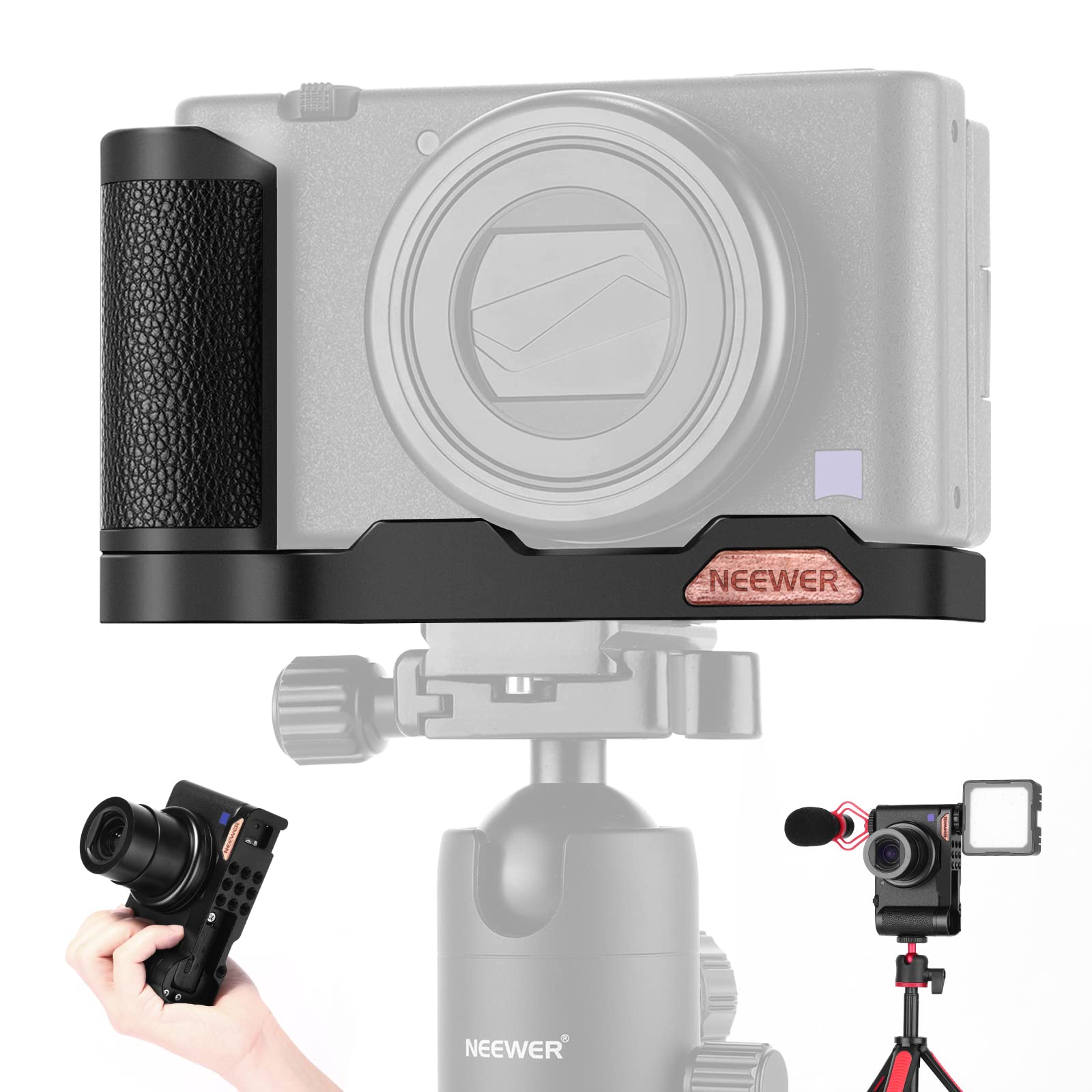 NEEWER Camera Handle Grip Bracket for Sony ZV-1/ZV1 - Vlogging Accessory with Microphone Mount, Fill Light Cold Shoe & Vertical Tripod Support | Perfect for YouTube Vlogging, Live Streaming & Travel Photography (Model VS106)