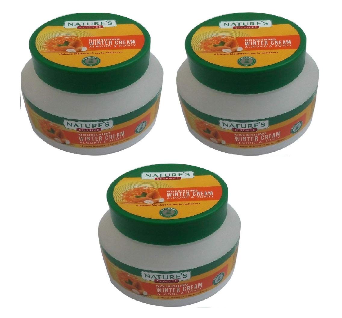 NATURE'S ESSENCE Nourishing Face Cream with Almond & Honey - 100ml (Pack of 3) | Hydrating & Moisturizing Skincare for Dry Skin - Day & Night Use