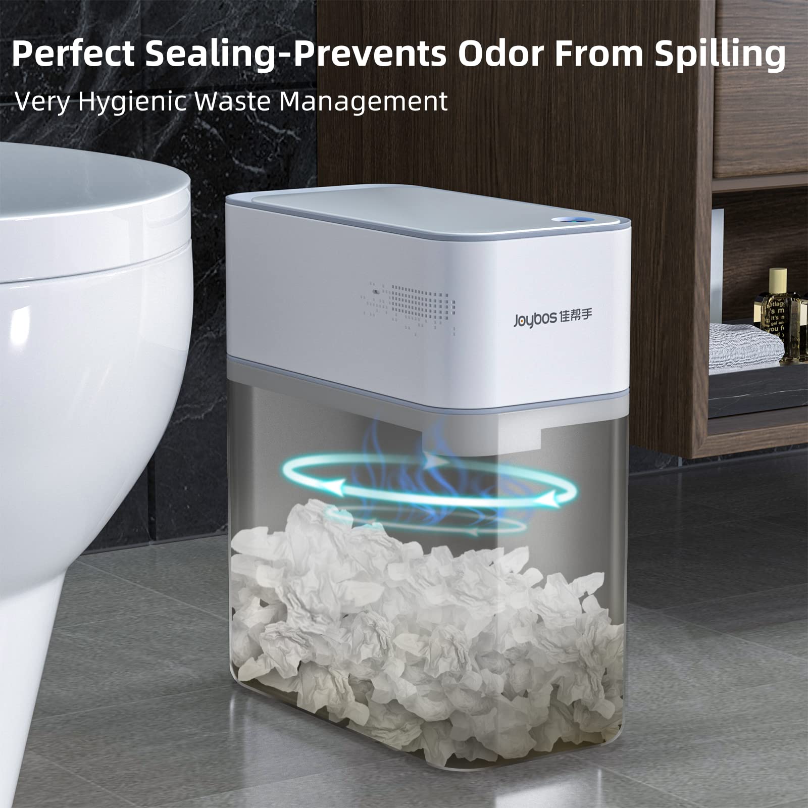 MOPALL 3.5 Gallon Motion Sensor Trash Can with Lid - Automatic Touchless Bathroom Garbage Bin, Waterproof Plastic, Narrow Design for Small Spaces, White - Perfect for Bathrooms, Kitchens, Offices & Bedrooms