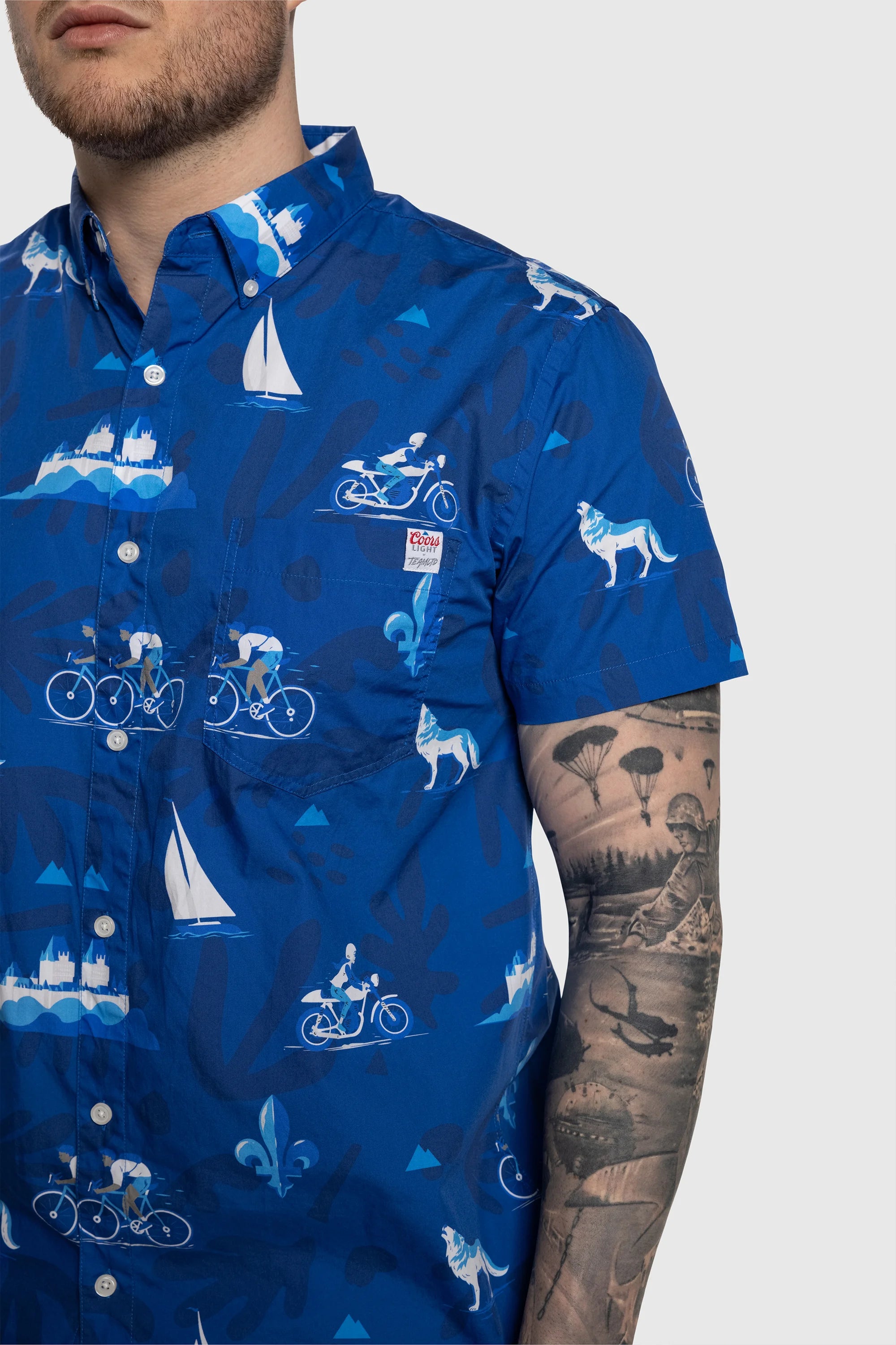 Coors Light Button Up Shirt - Stylish Casual Men's Shirt for Outdoor Activities, Parties & Beer Enthusiasts