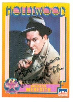Burgess Meredith Autographed Trading Card - Mickey Rocky Mice and Men 1991 Hollywood Walk of Fame #33 - TV Trading Cards - Perfect for Collectors, Fans, and Memorabilia Displays
