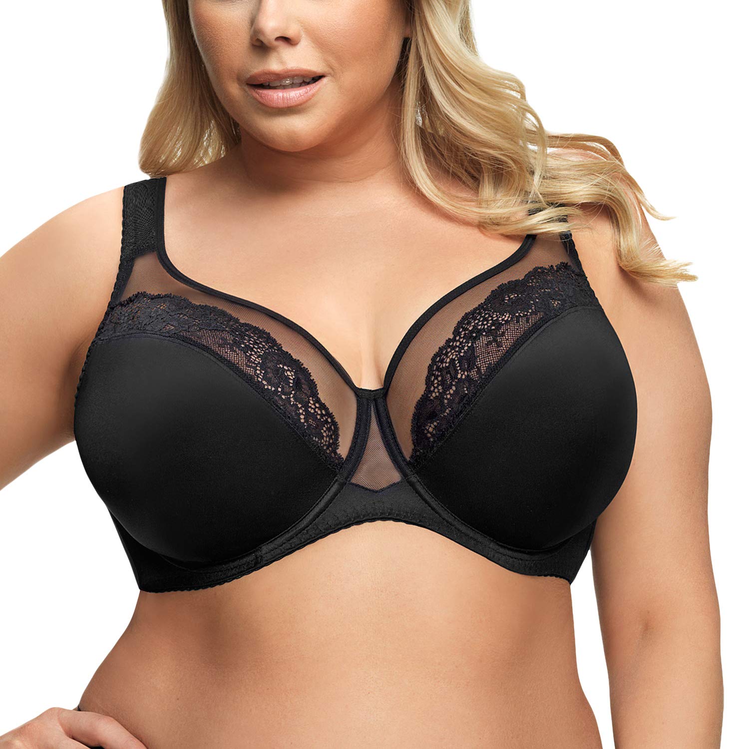 K441 Women's Luisse Black Non-Padded Underwire Full Cup Bra 42I (G UK) - Comfortable Support for Everyday Wear & Special Occasions