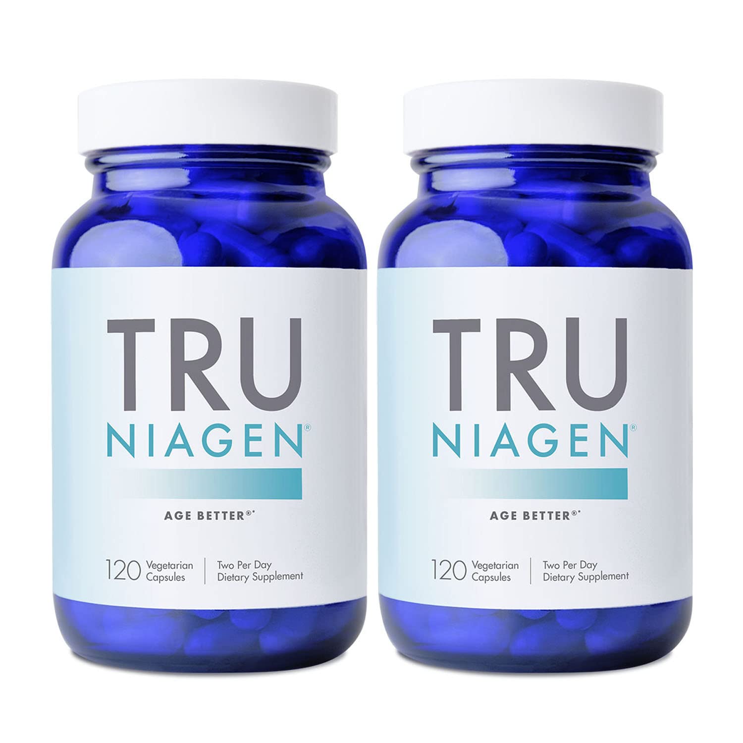 TRU NIAGEN Patented NAD+ Booster Supplement for Anti-Aging & Cellular Renewal | Nicotinamide Riboside (NR) 300mg, 120 Servings | Supports Brain Health, Muscle Function & Cellular Energy | Take 2 Capsules Daily | 2 Bottles (60-Day Supply) | Ideal for Active Adults & Seniors Seeking Longevity Support