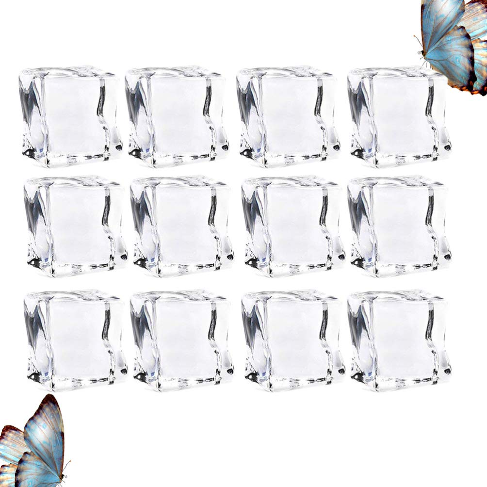 HEALLILY 48pcs Acrylic Fake Ice Cubes - 30mm Realistic Decorative Ice Rocks for Wedding Centerpieces, Party Decor, Vase Fillers & Table Scatter - Perfect for Cocktail Bars, Photo Props, and Themed Events